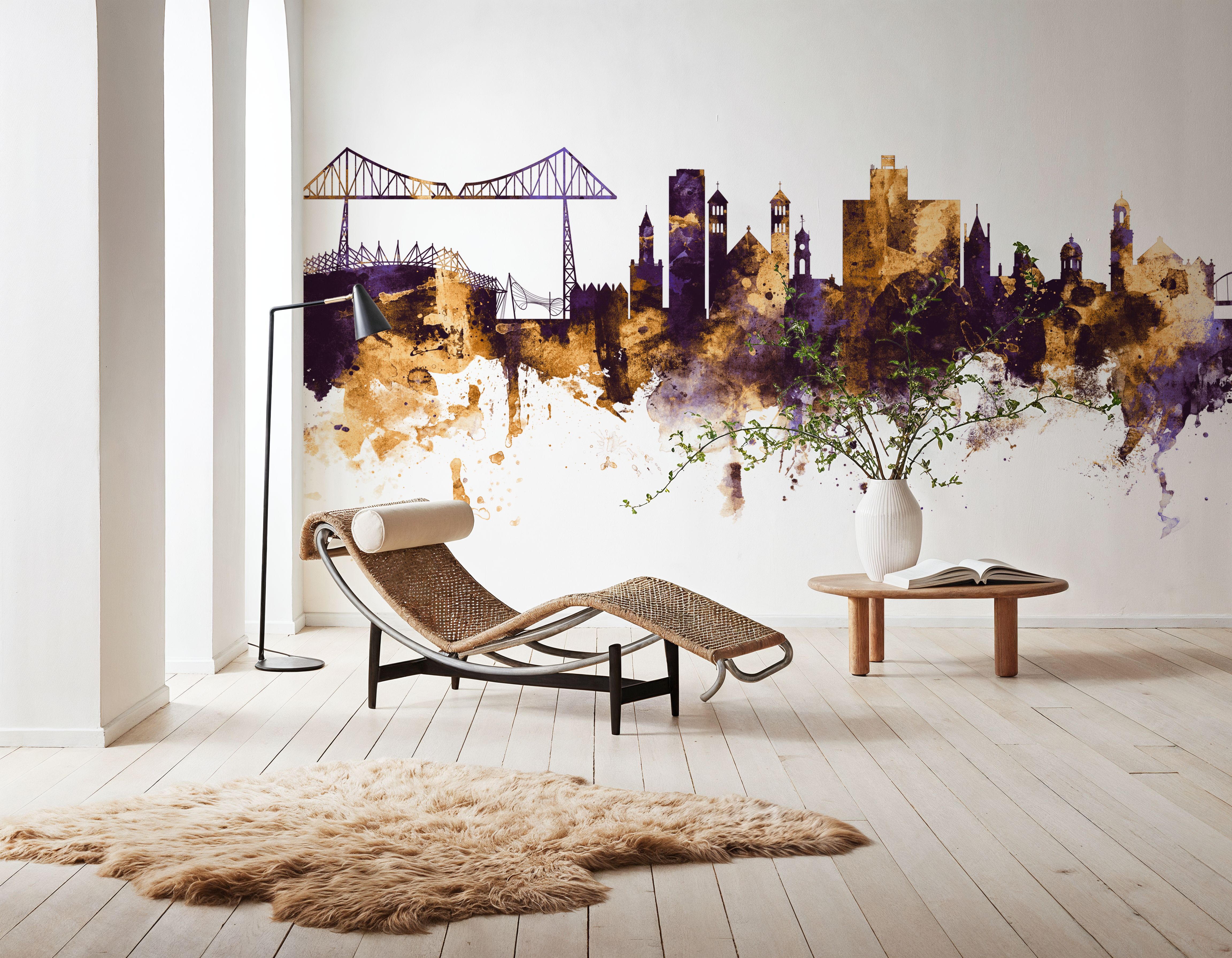 Middlesbrough England Skyline Purple & Gold