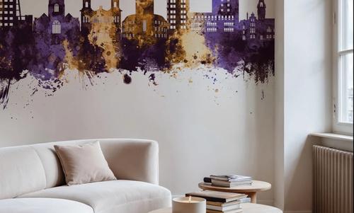 Kingston upon Thames England Skyline Purple & Gold