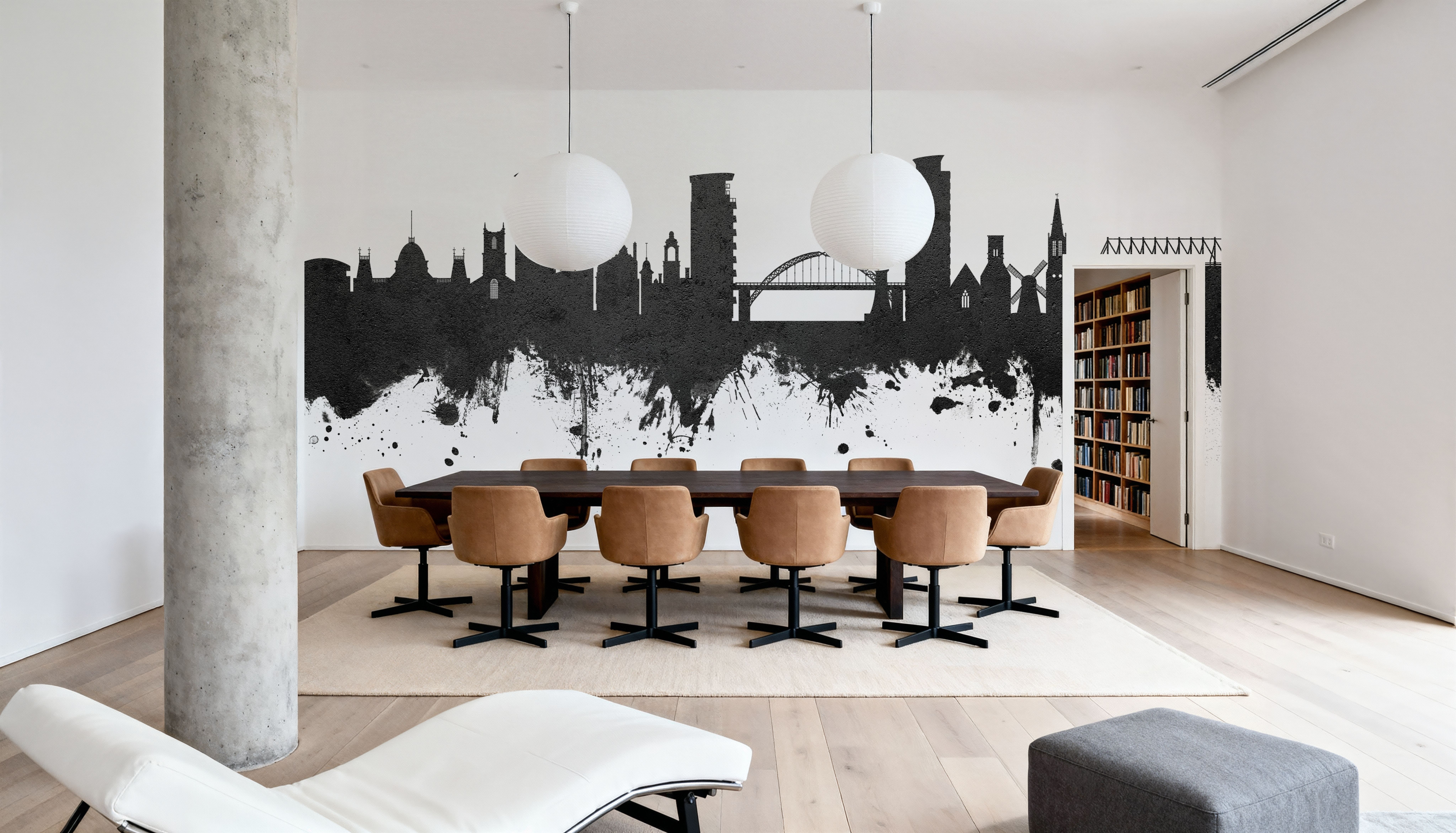 Sunderland England Skyline Black & White, Wallpaper