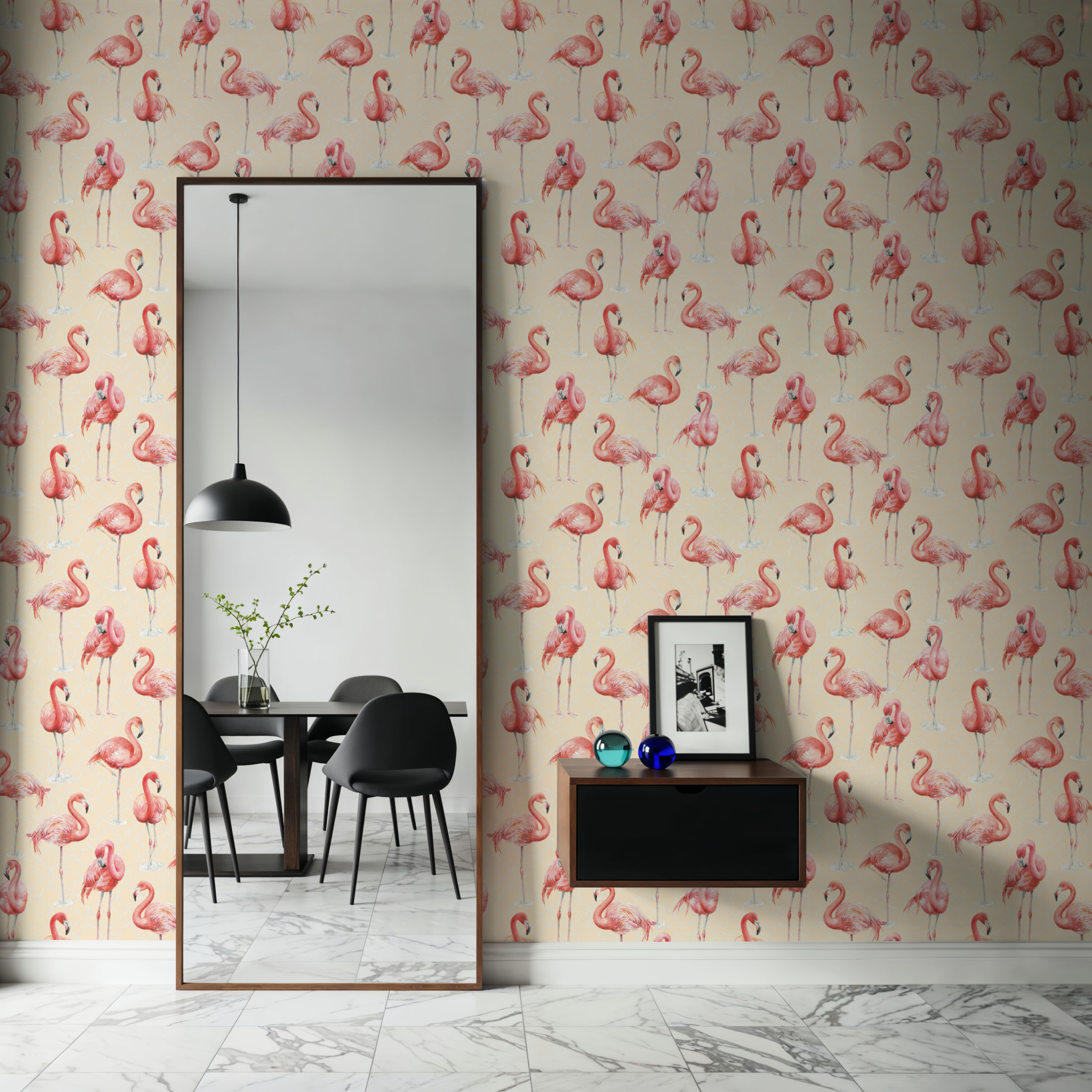 Flamingo Goals Yellow, Wallpaper