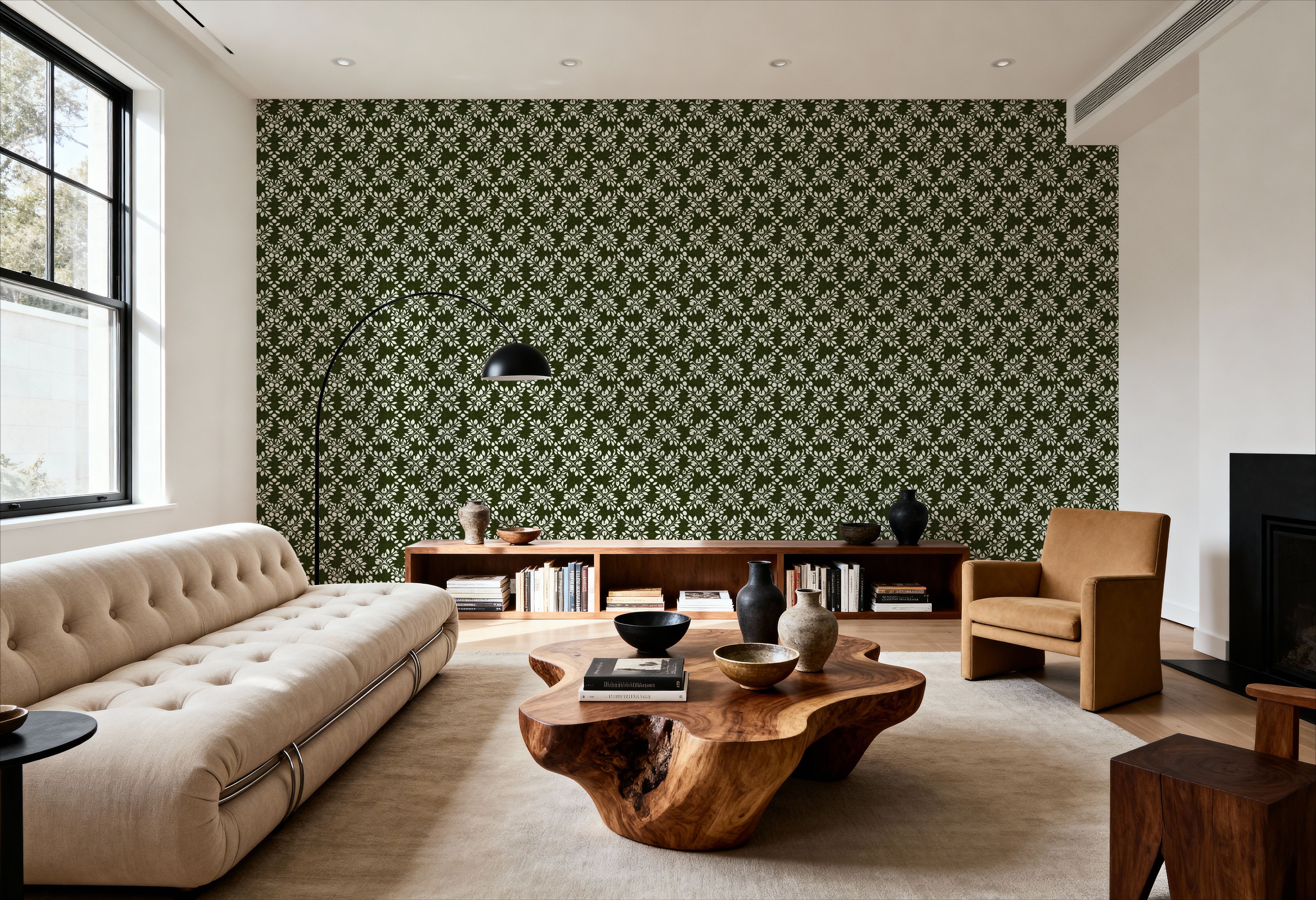 Trellis Leaves, Forest Green