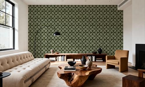 Trellis Leaves, Forest Green