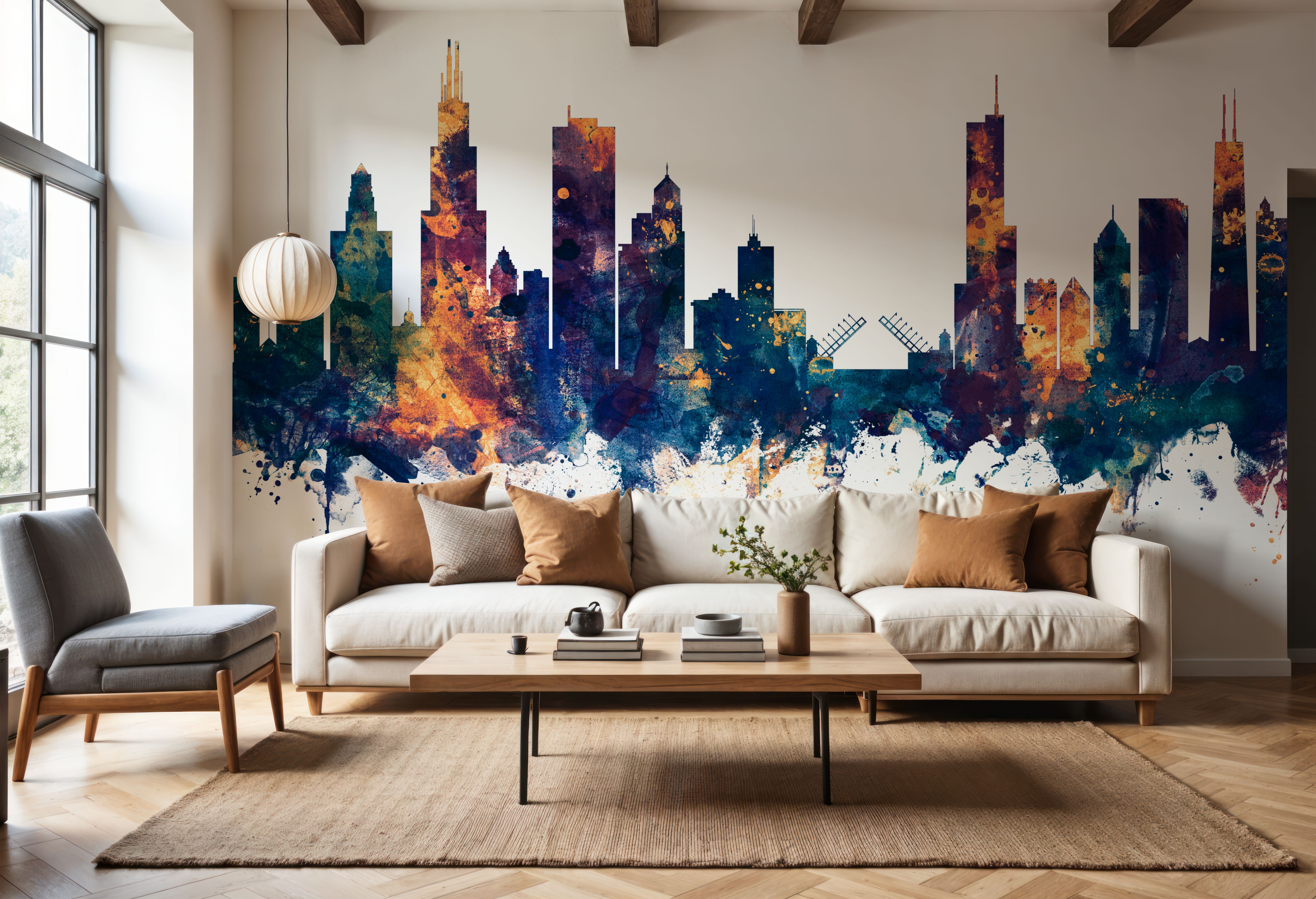 Chicago Illinois Skyline Blue & Bronze