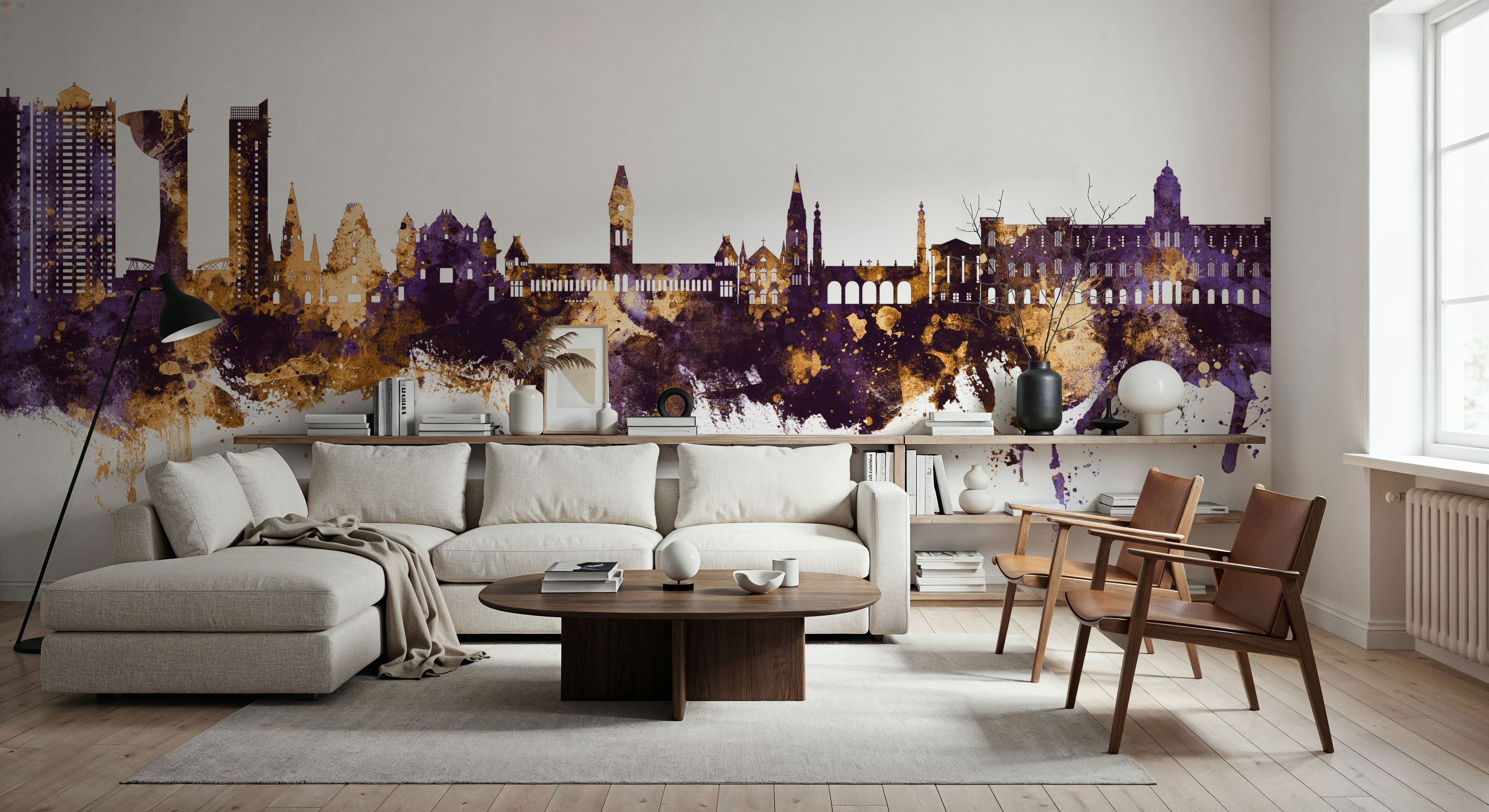 Chennai Skyline India Purple & Gold