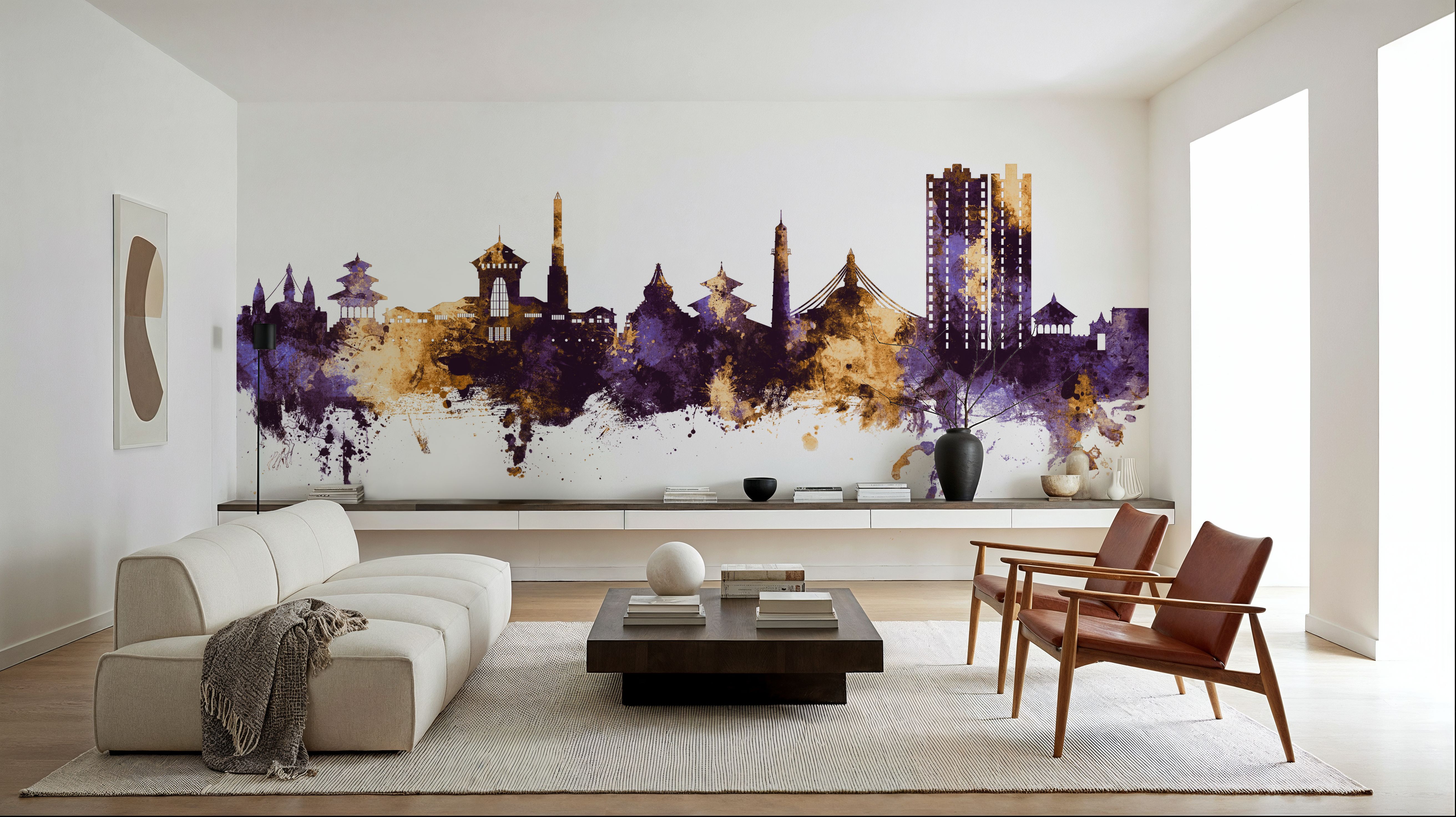 Kathmandu Nepal Skyline Purple & Gold