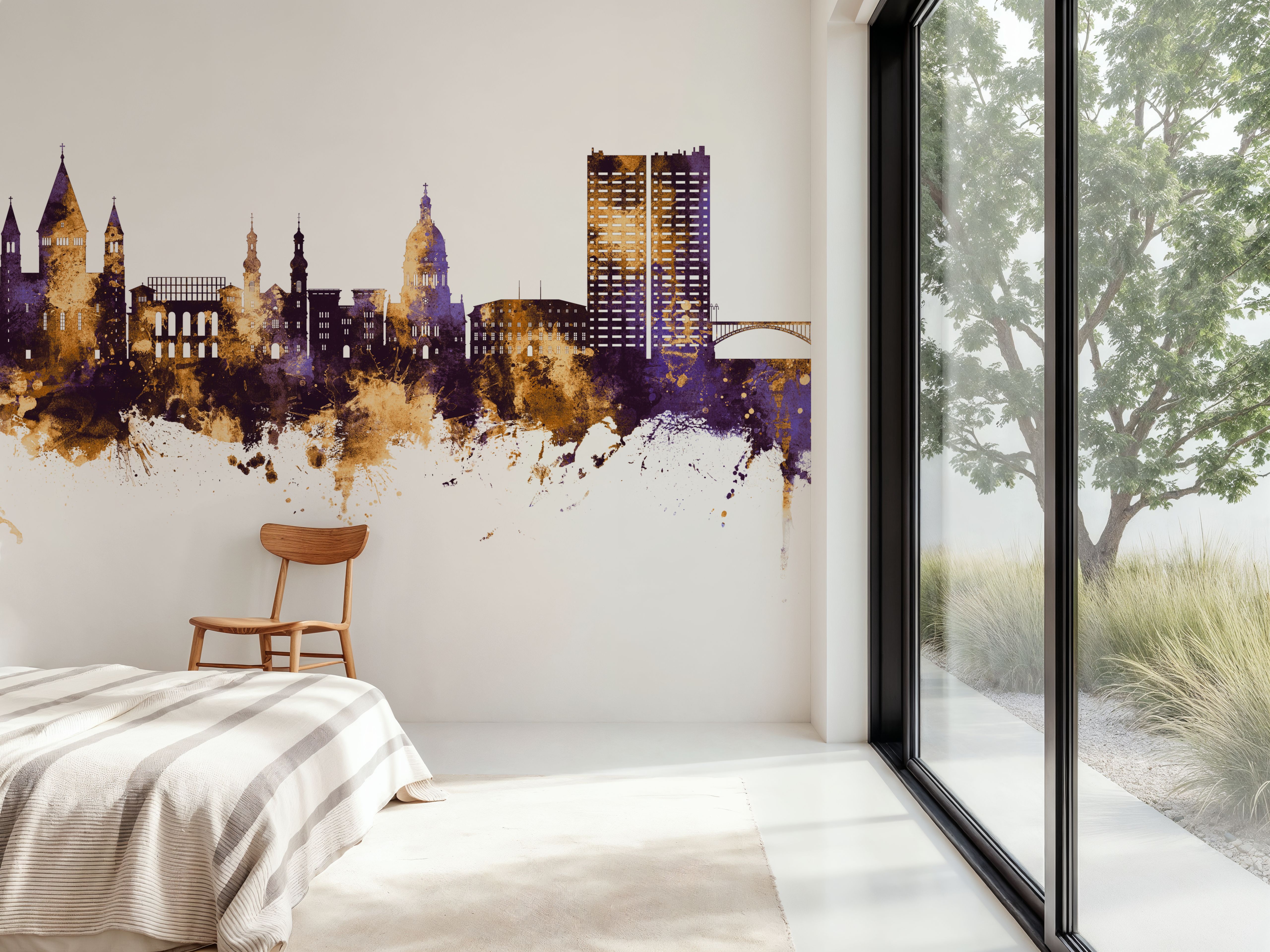 Mainz Germany Skyline Purple & Gold