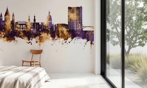 Mainz Germany Skyline Purple & Gold