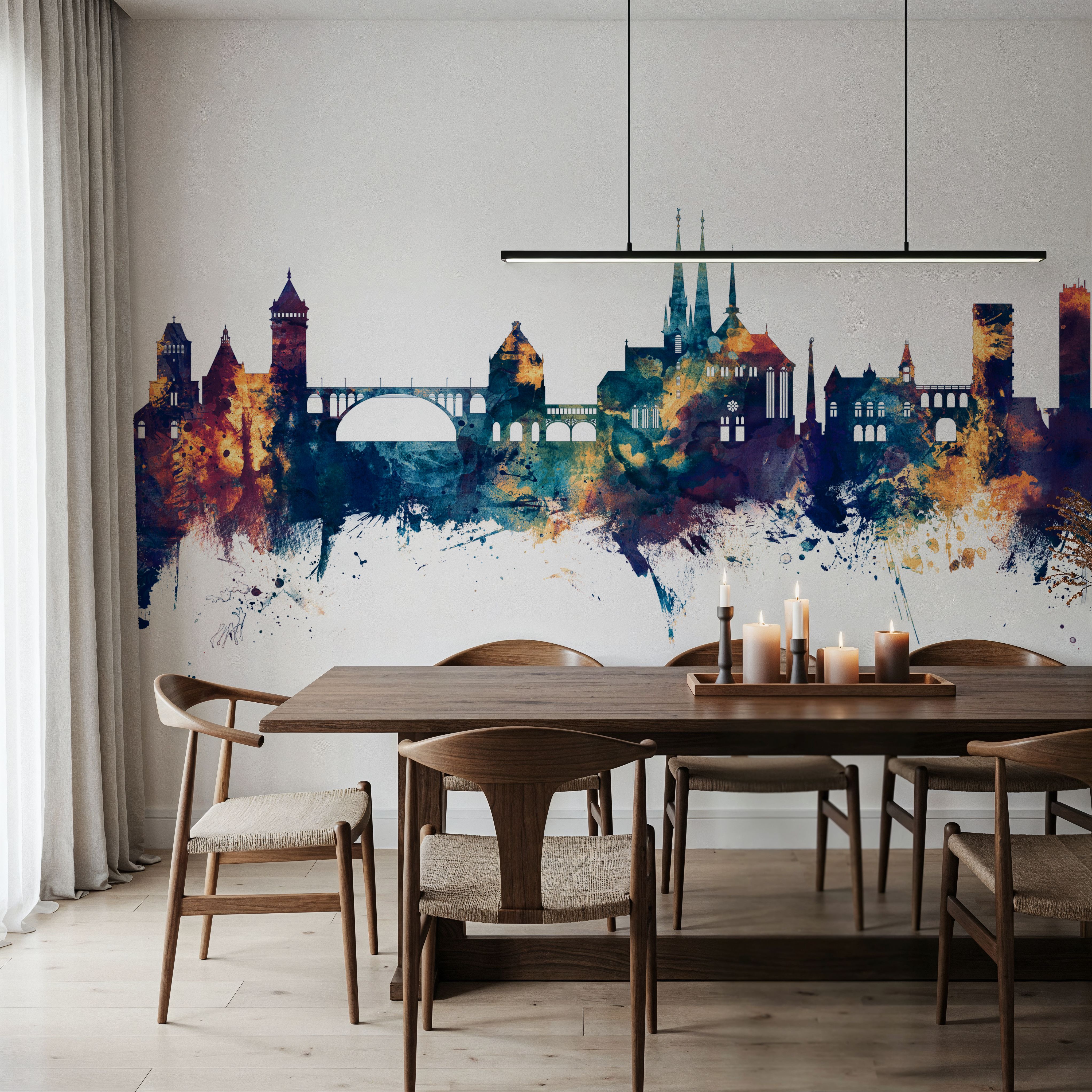 Luxembourg City Skyline Blue & Bronze