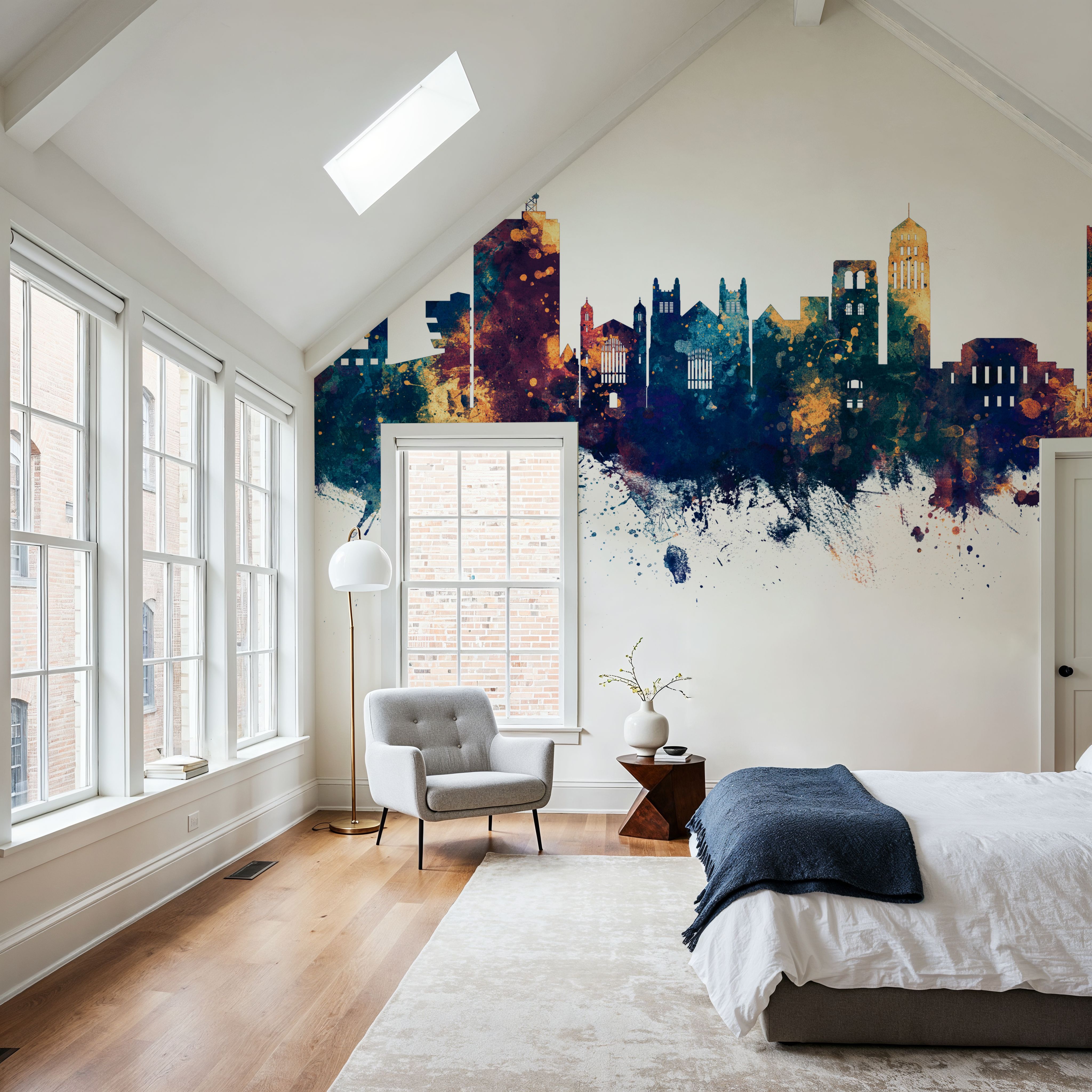 Ann Arbor Michigan Skyline Blue & Bronze