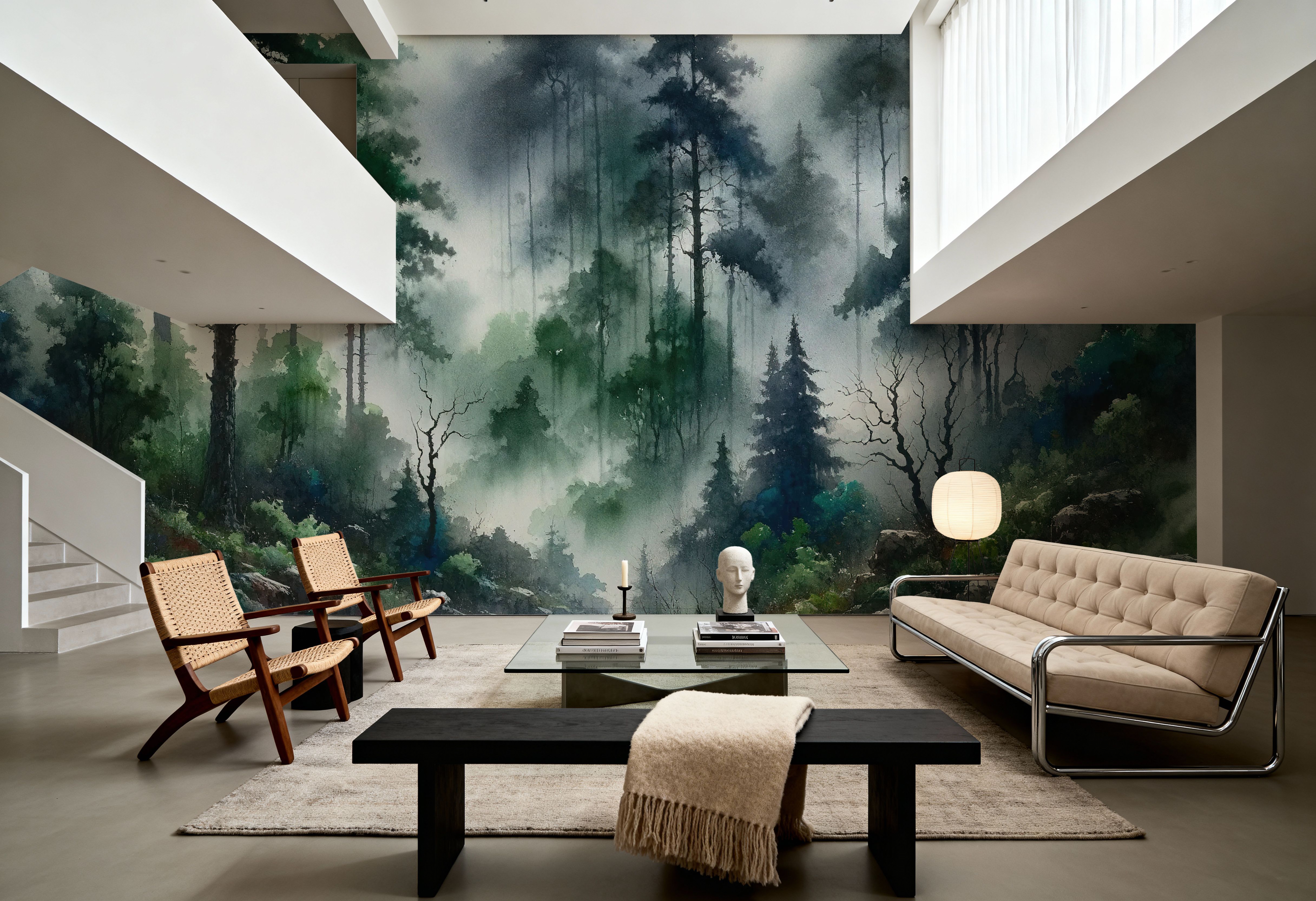 Foggy Lush Forest with Dense Trees