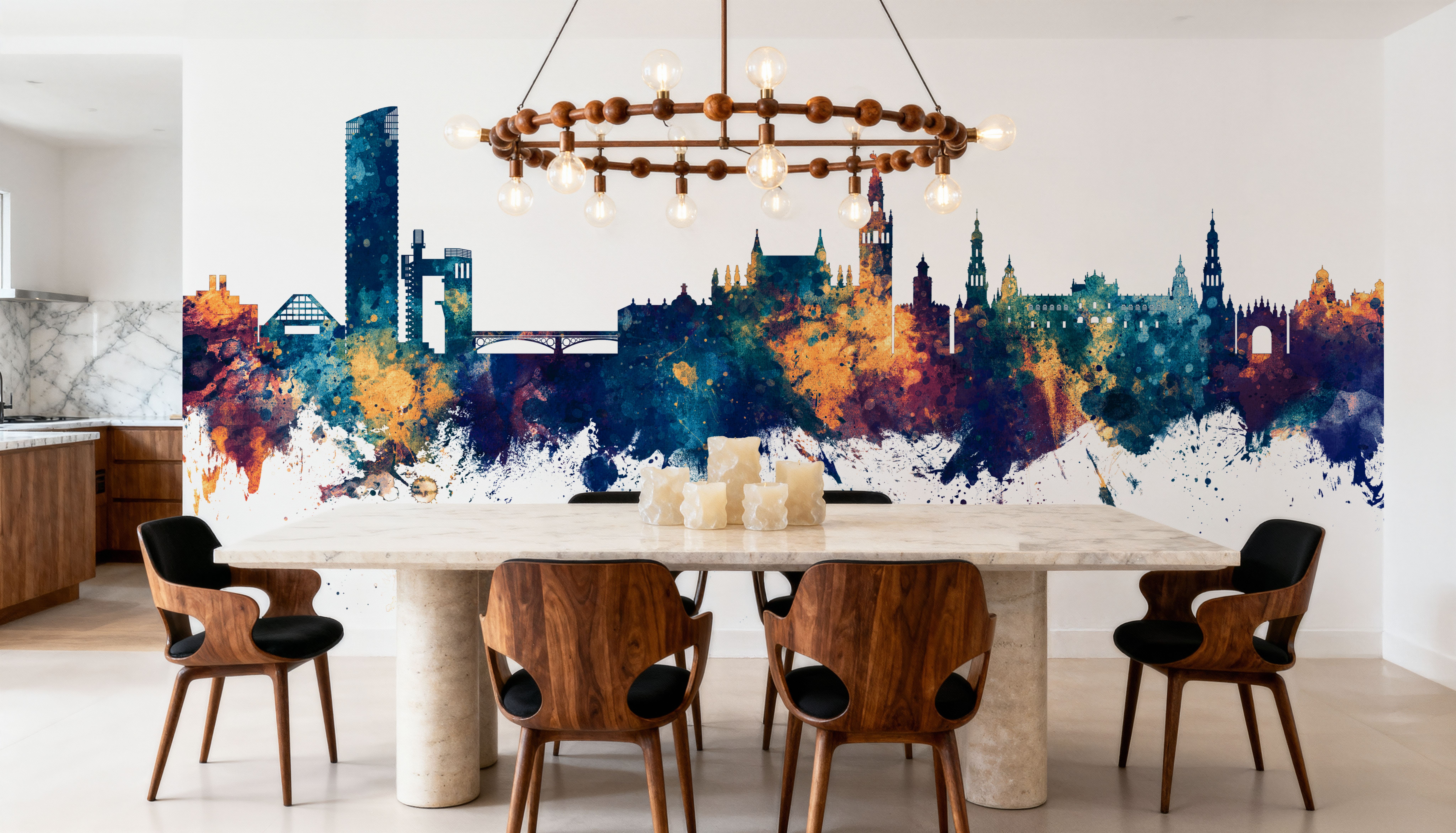 Sevilla Skyline Blue & Bronze, Wallpaper