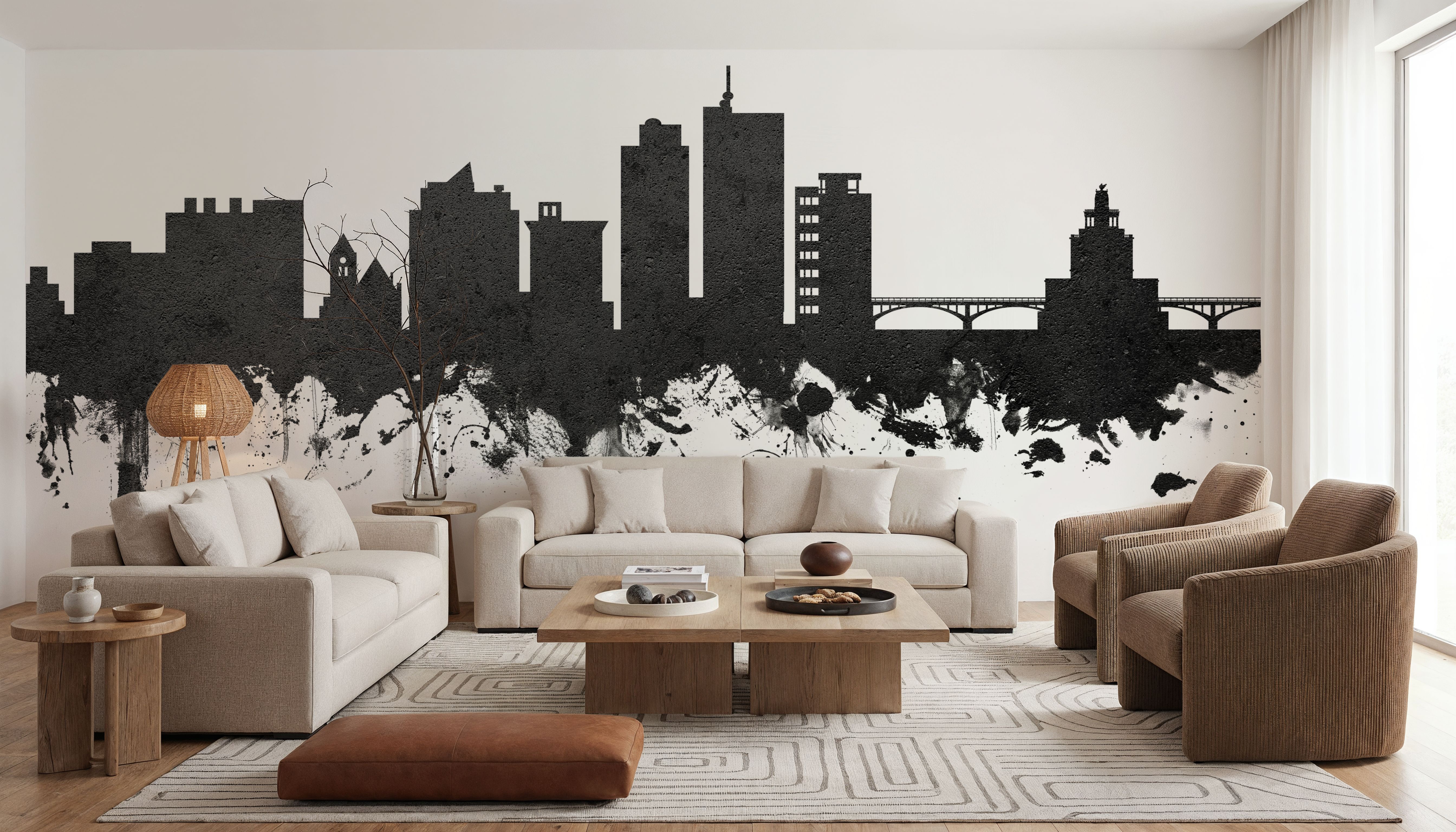 Cedar Rapids Iowa Skyline Black & White