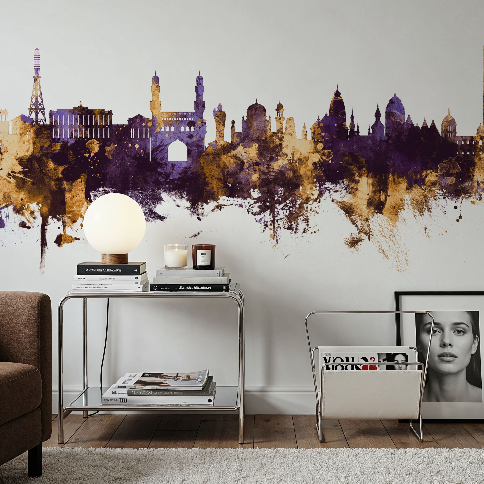 Hyderabad Skyline Purple & Gold