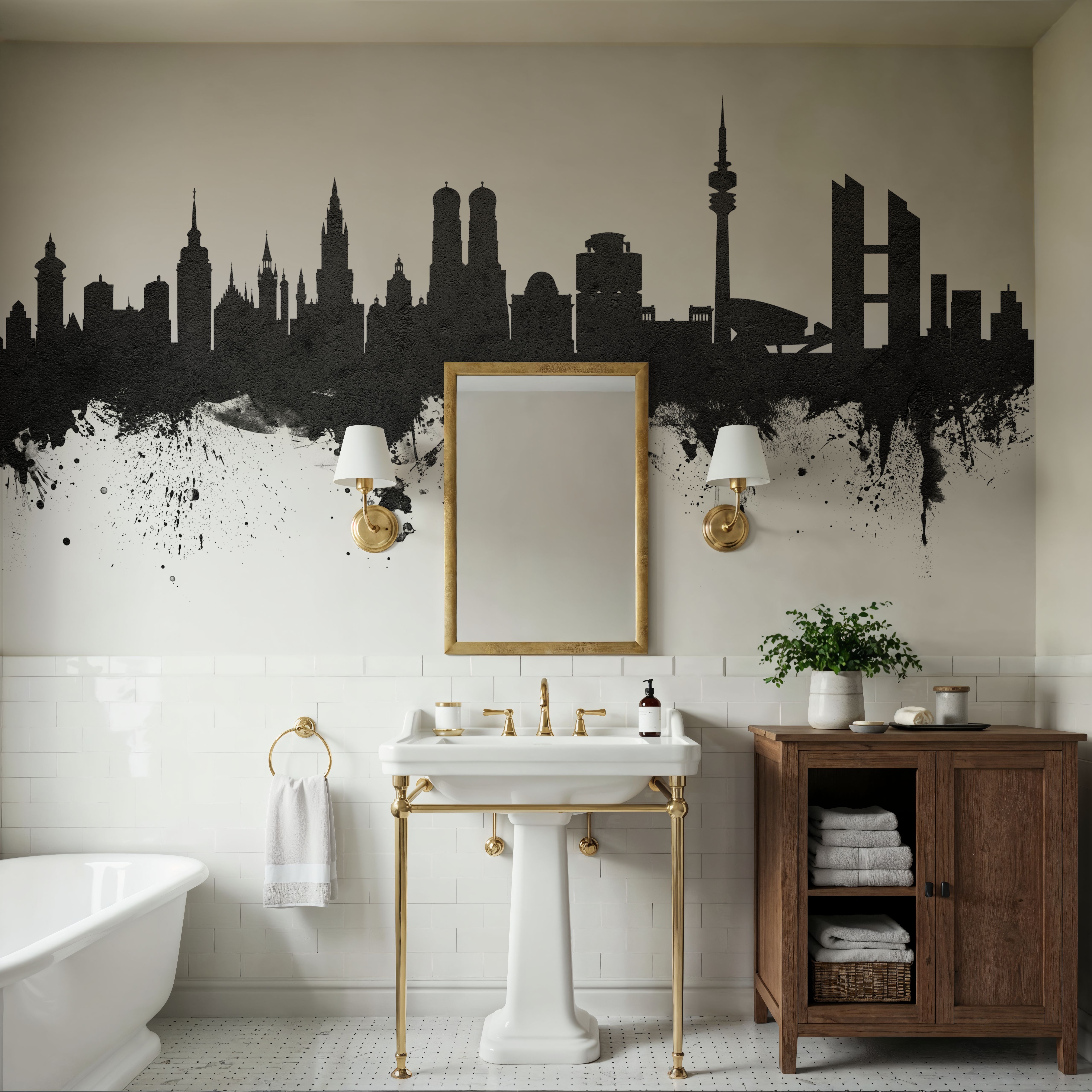 Munich Skyline Black & White