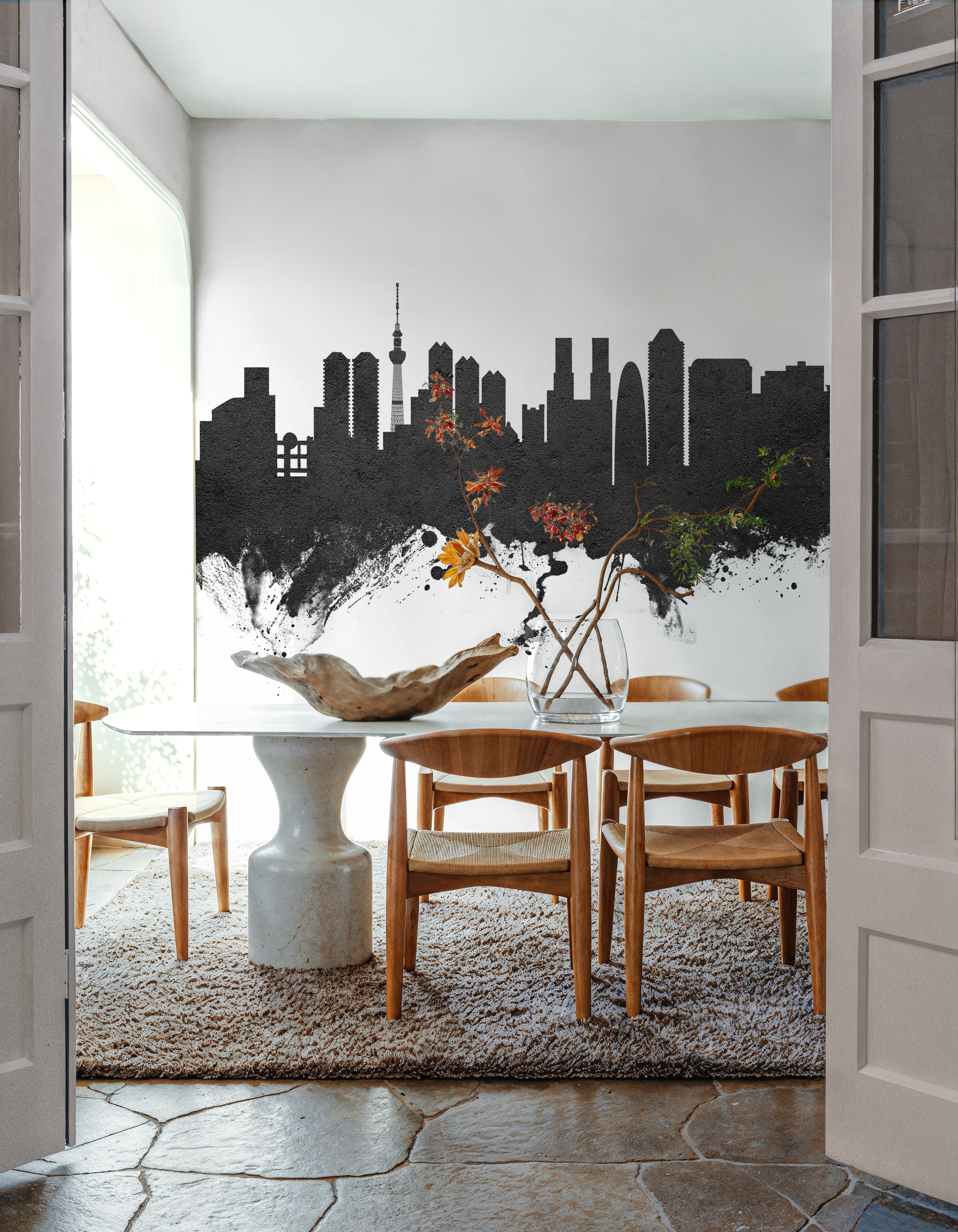 Tokyo Japan Skyline Black & White