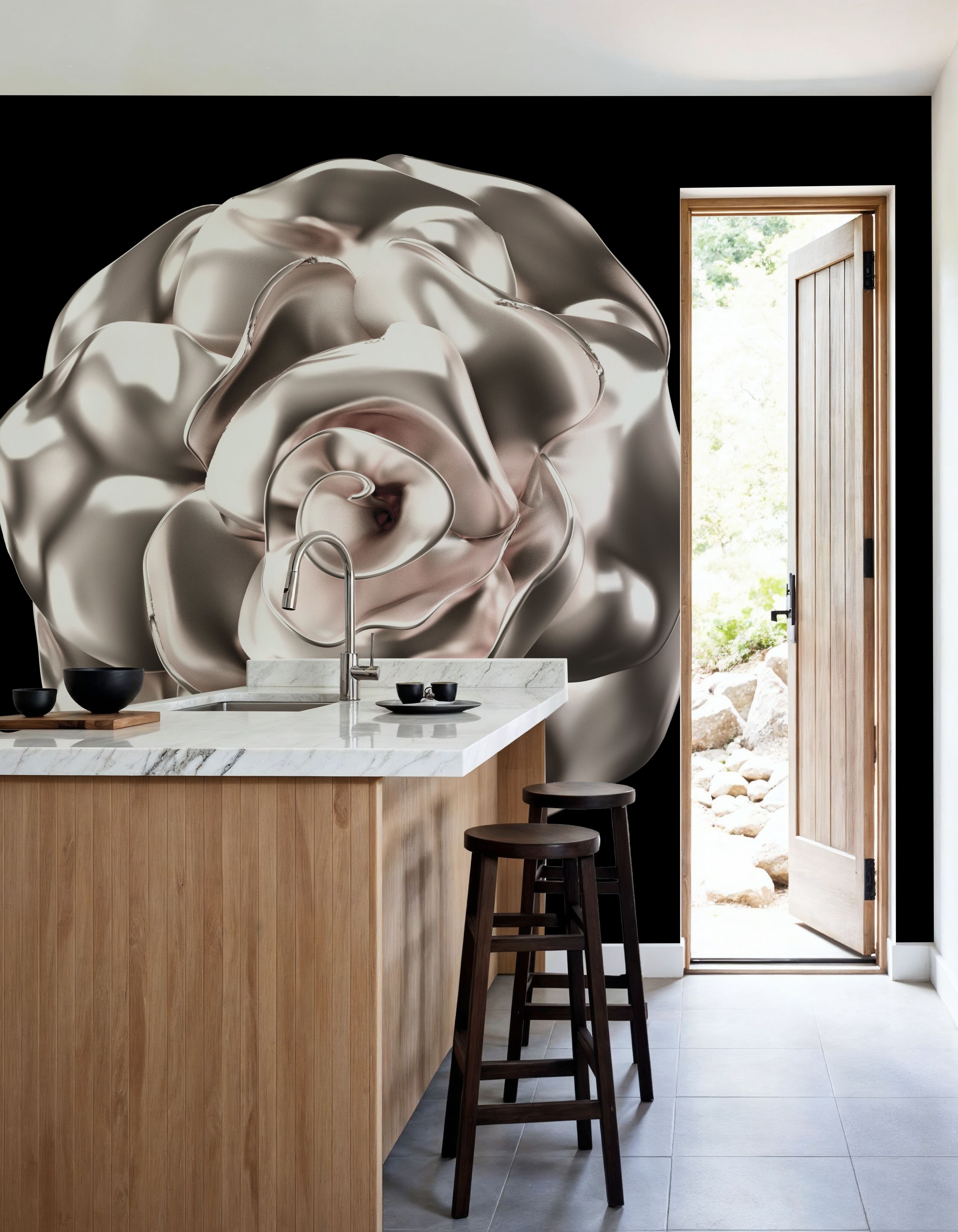 Metallic Rose in 3d Effect