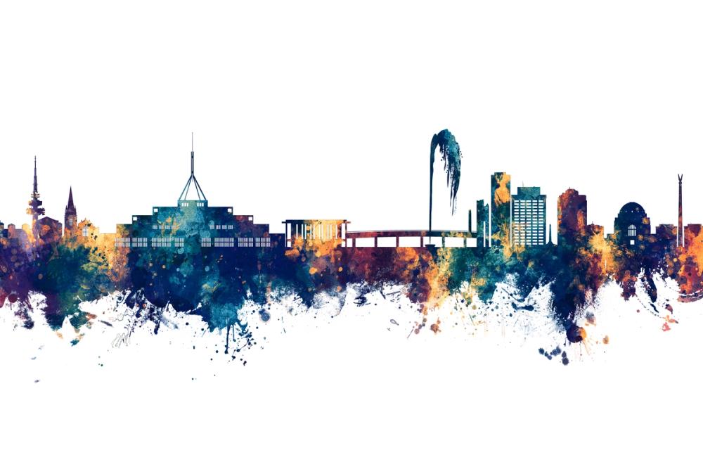 Canberra Skyline Blue & Bronze