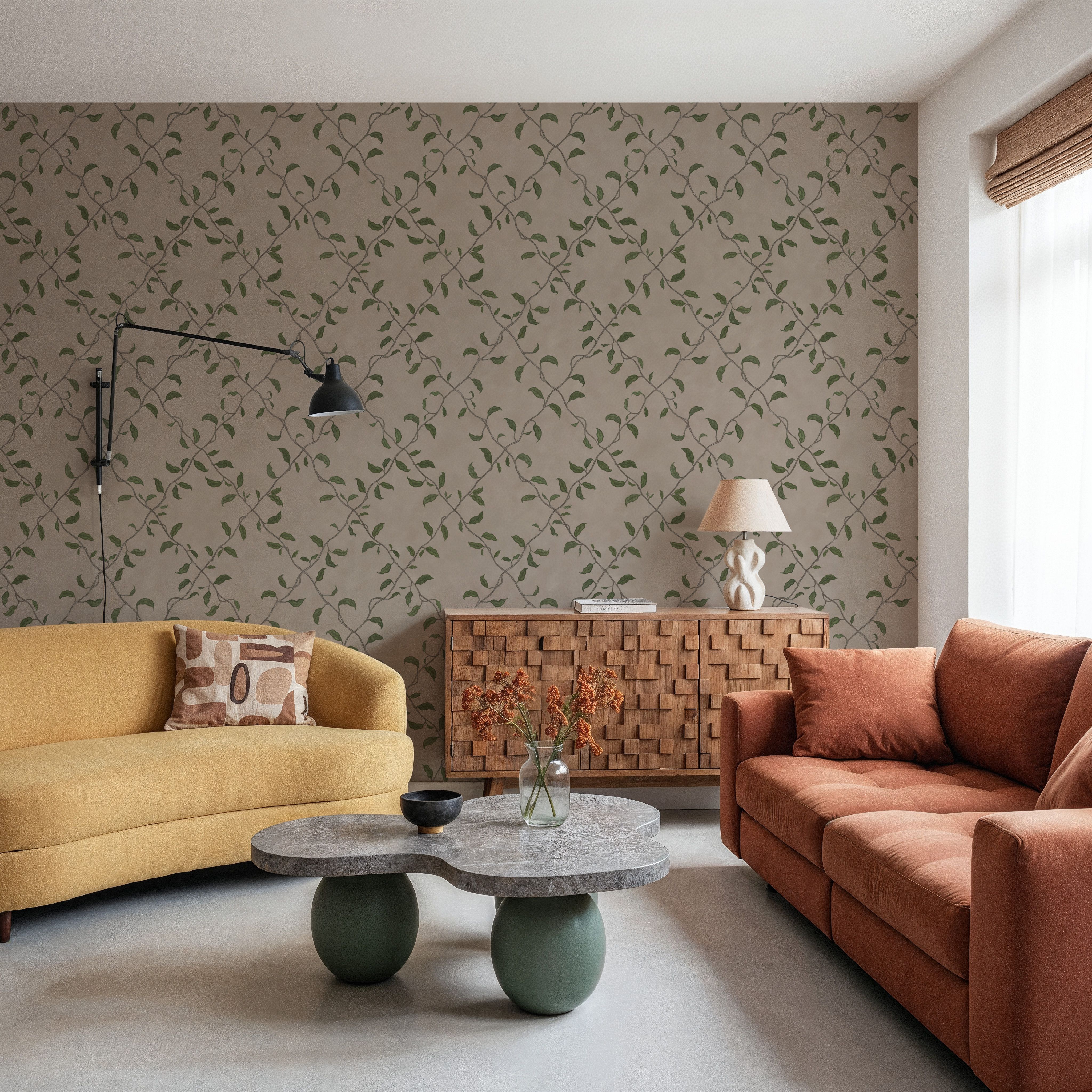 Emerald Trellis, Beige