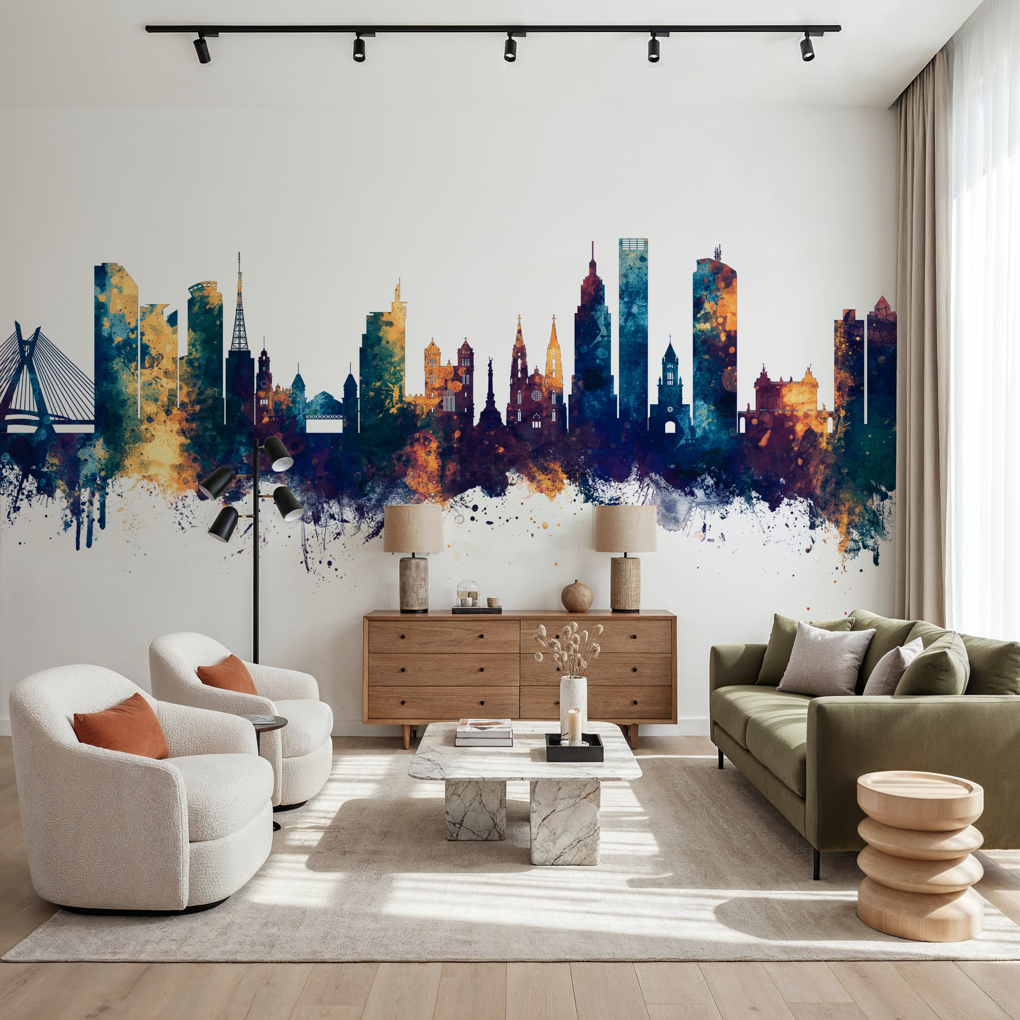 São Paulo Brazil Skyline Blue & Bronze