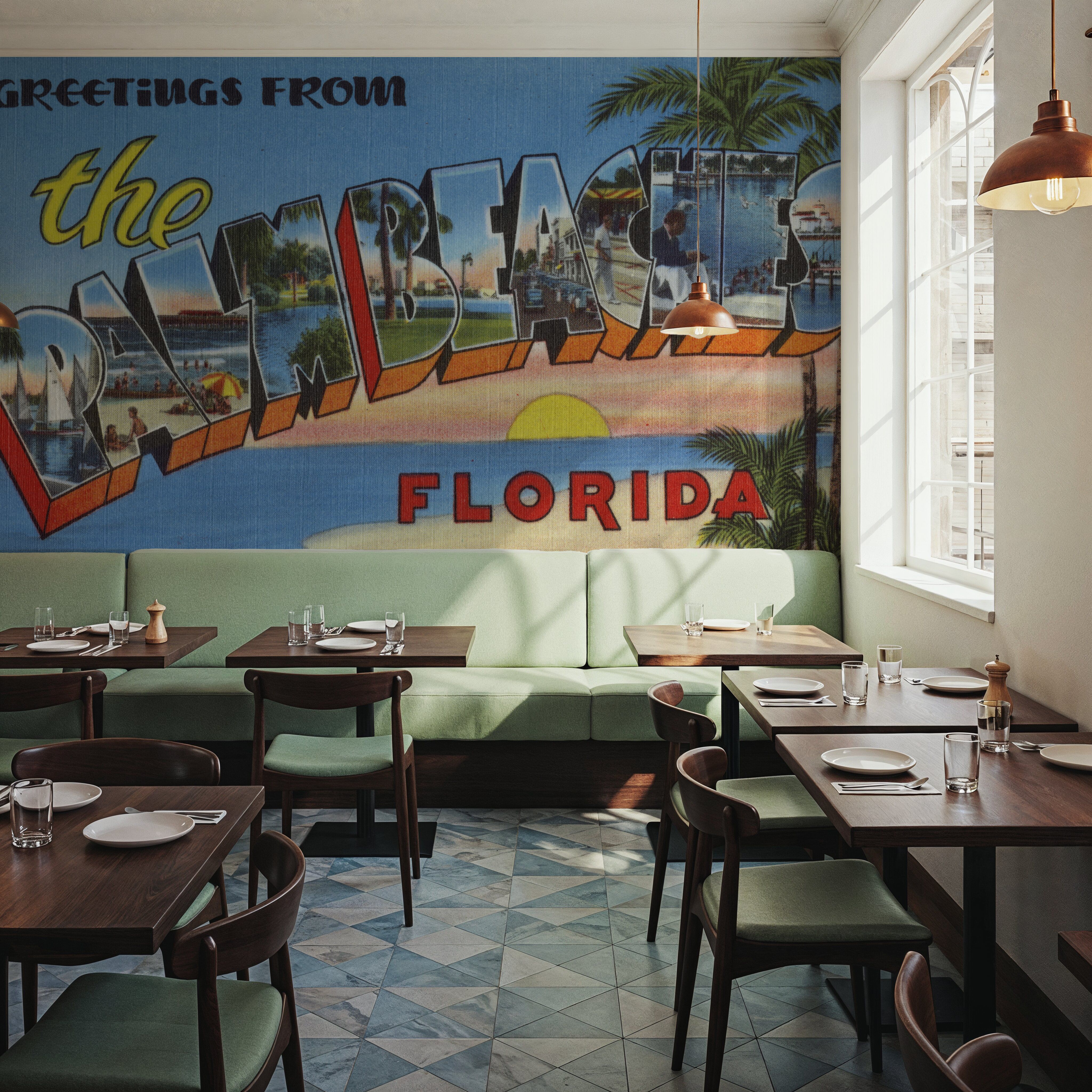 Greetings from Palm Beaches - Screenprint Postcard