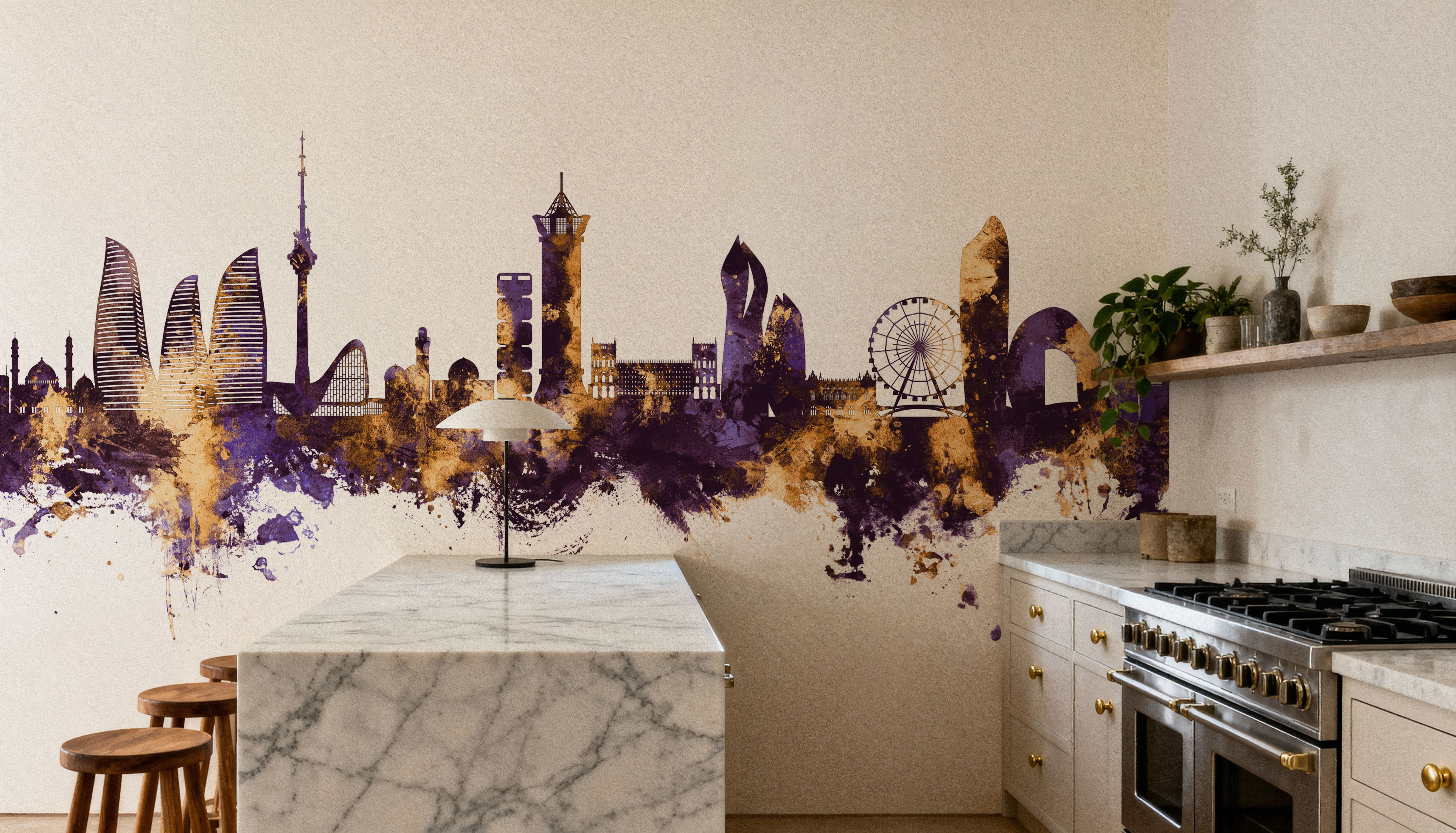 Baku Skyline Purple & Gold