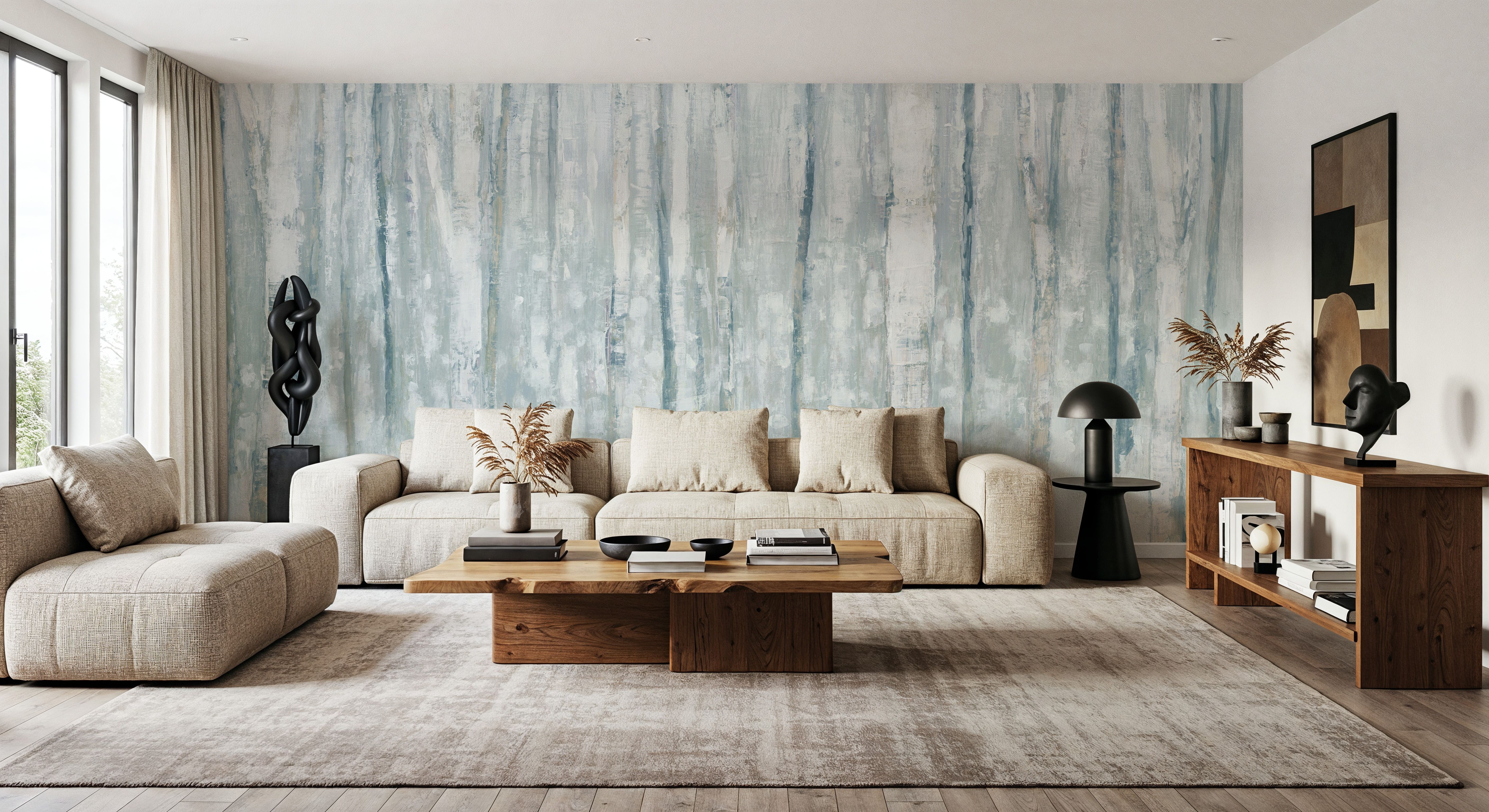 Birches in Winter Blue Gray