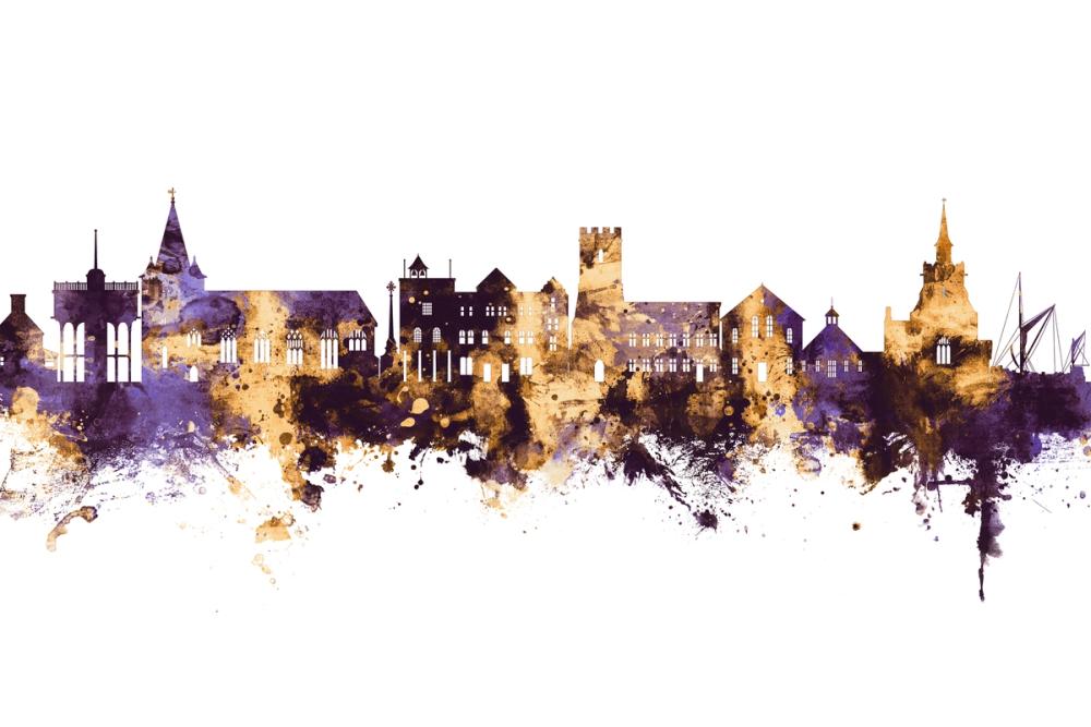 Maldon England Skyline Purple & Gold