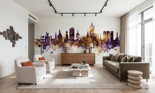Aberdeen Scotland Skyline Purple & Gold