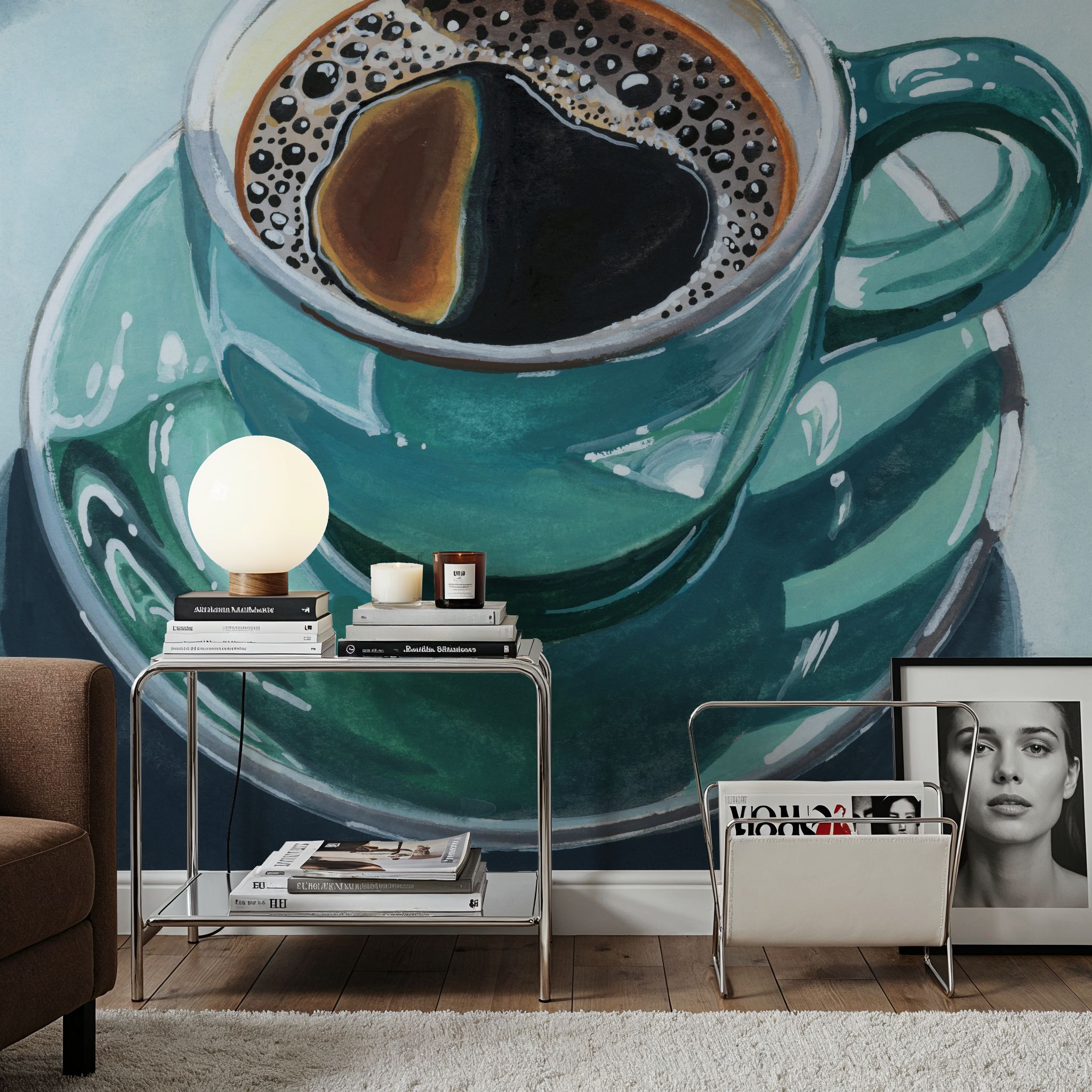 Wall Mural - Reflections of a Morning Coffee - Contemporary Food & Drink mural wallpaper - Offices - Wallism US - Premium, Textured or Peel & Stick