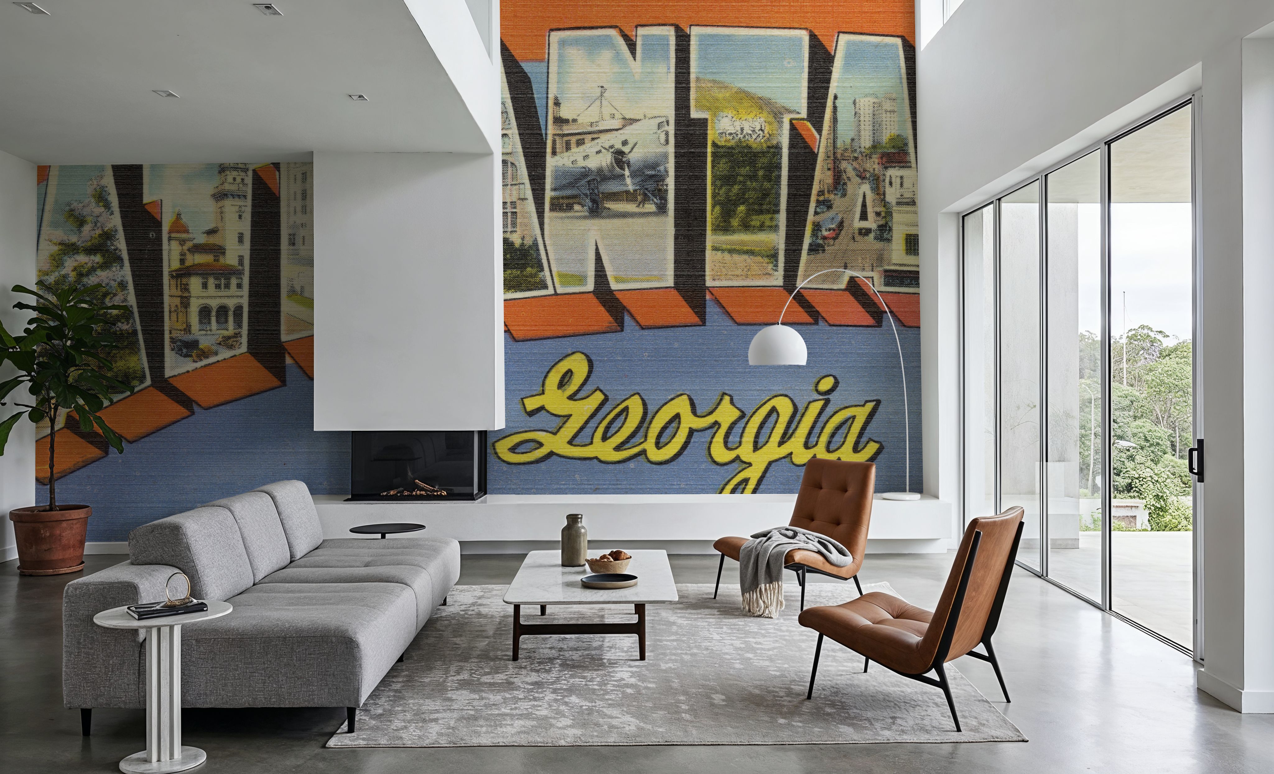 Greetings from Atlanta - Screenprint Postcard, Wallpaper