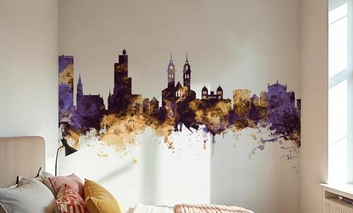Wintherthur Switzerland Skyline Purple & Gold