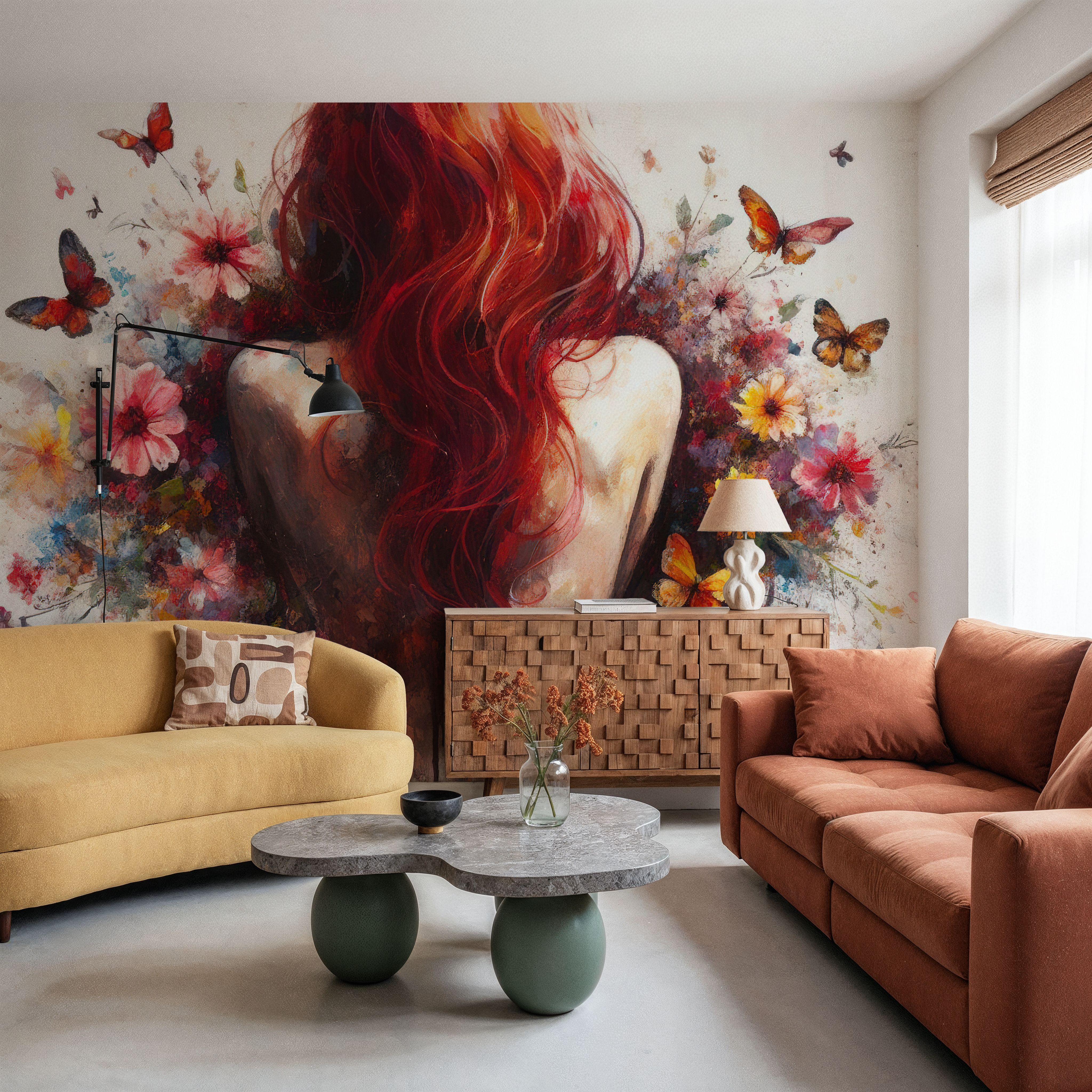 Watercolor Butterflies Red