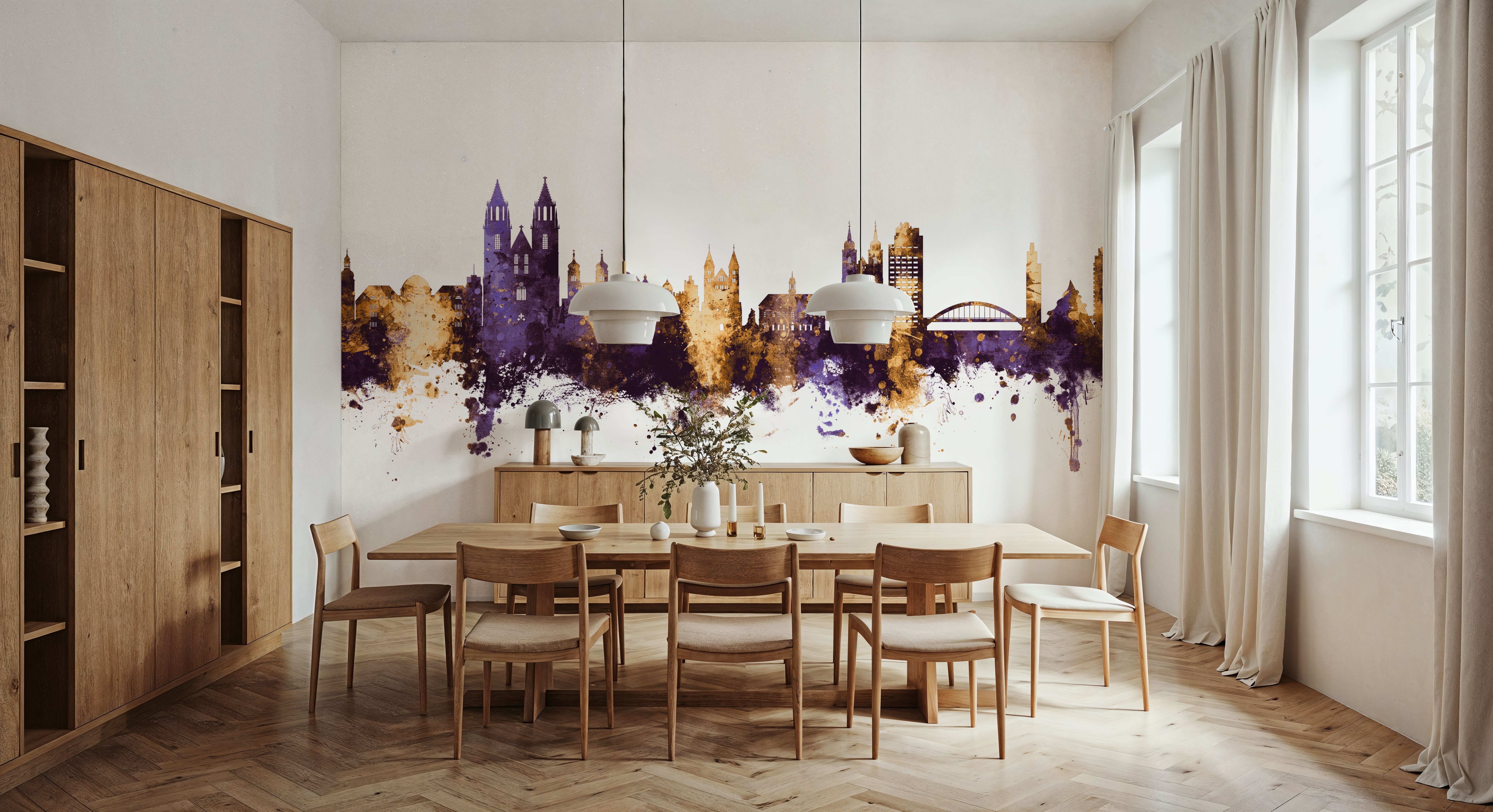 Magdeburg Germany Skyline Purple & Gold
