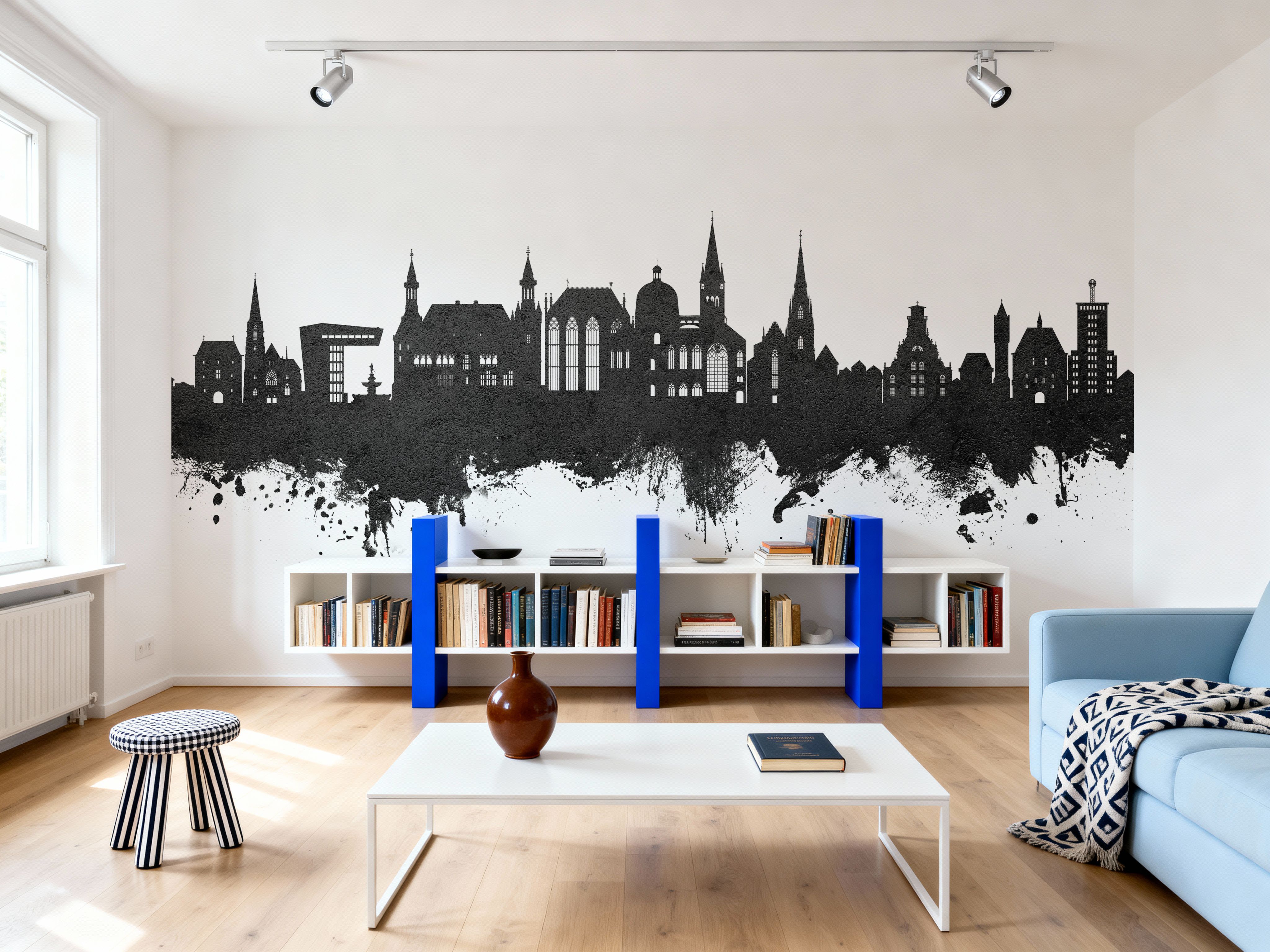 Aachen Germany Skyline Black & White