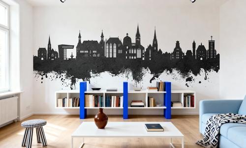Aachen Germany Skyline Black & White