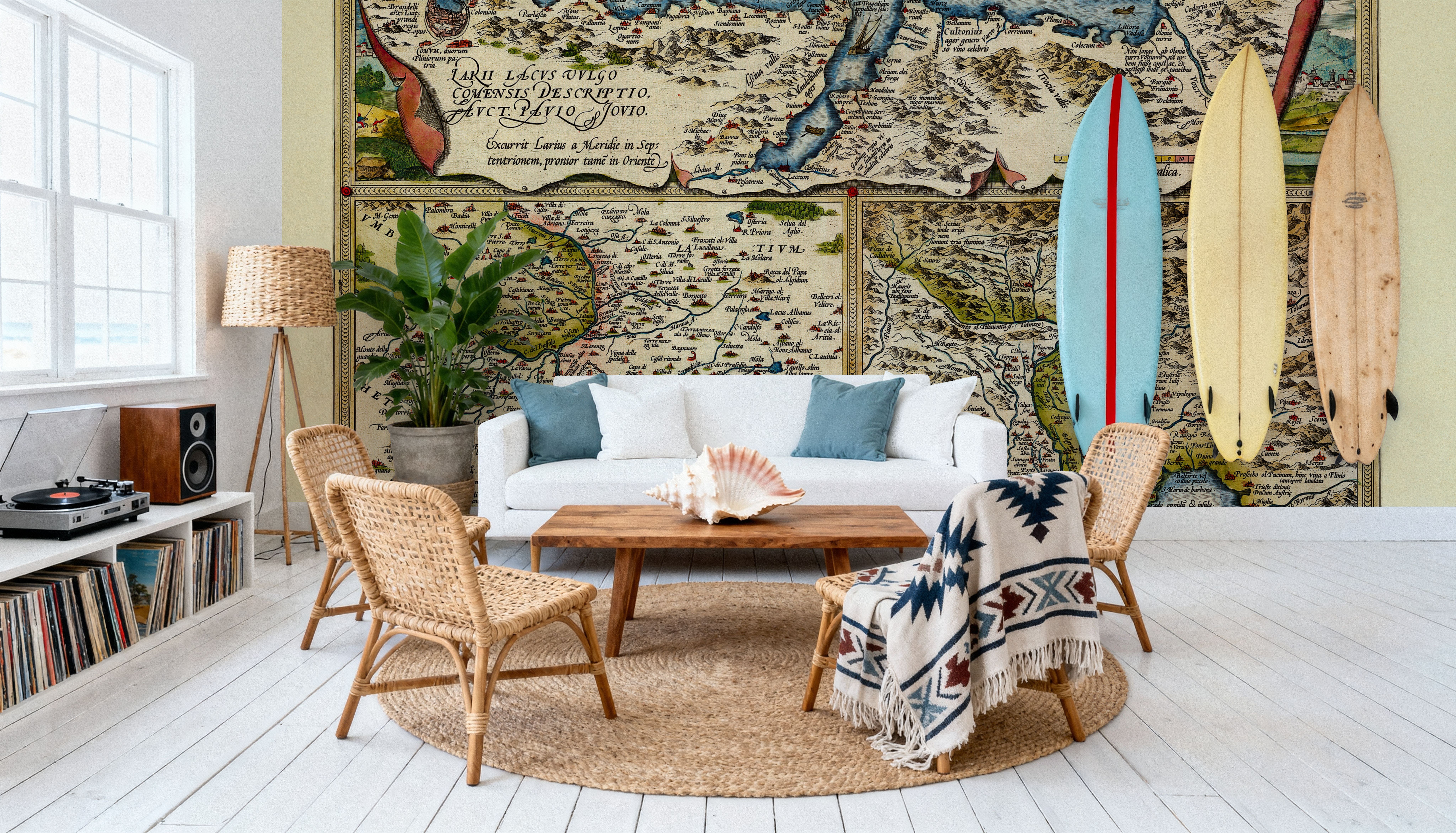 Old Map of Lake Como, Rome, Friuli, 1570, Wallpaper