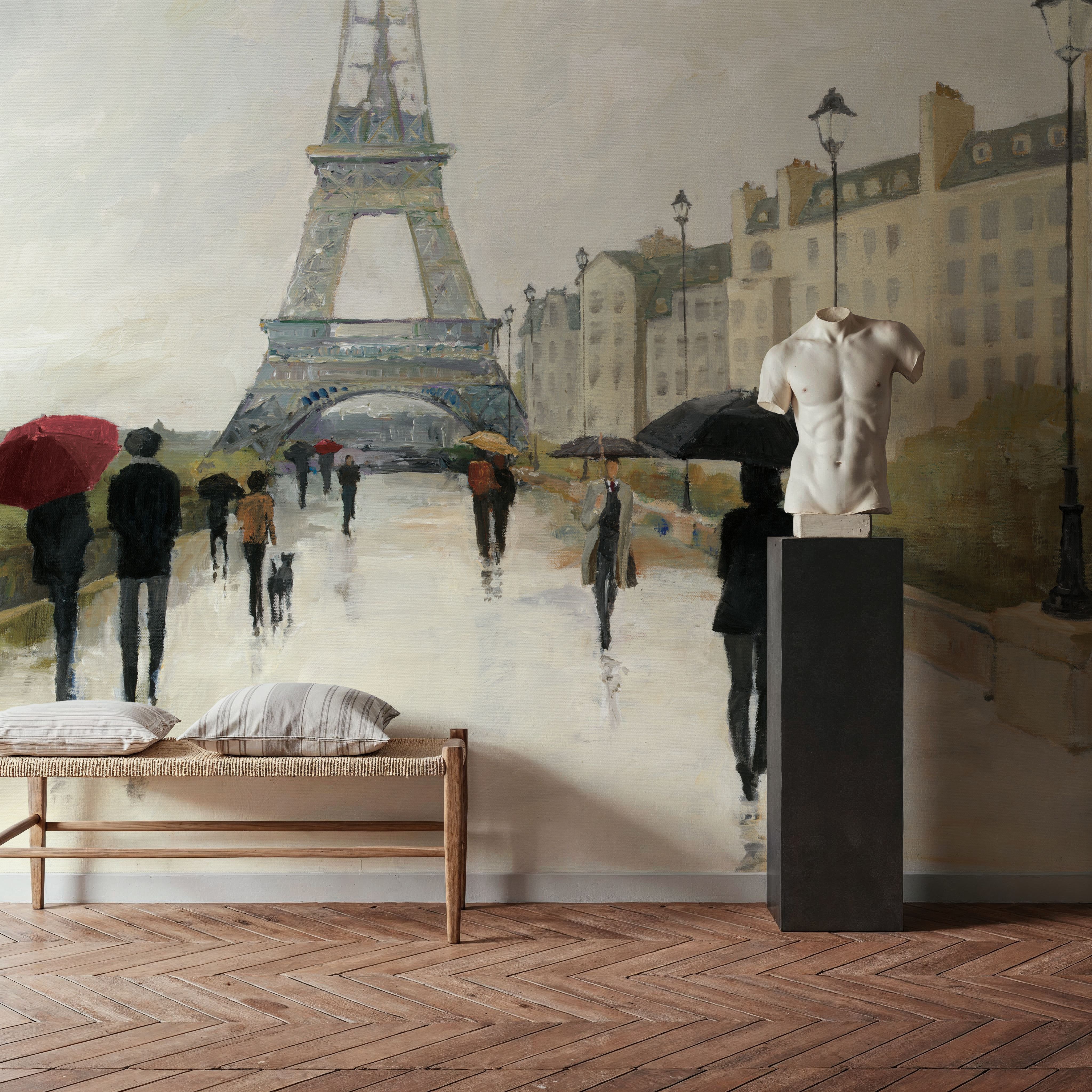 Eiffel in the Rain Marsala Umbrella