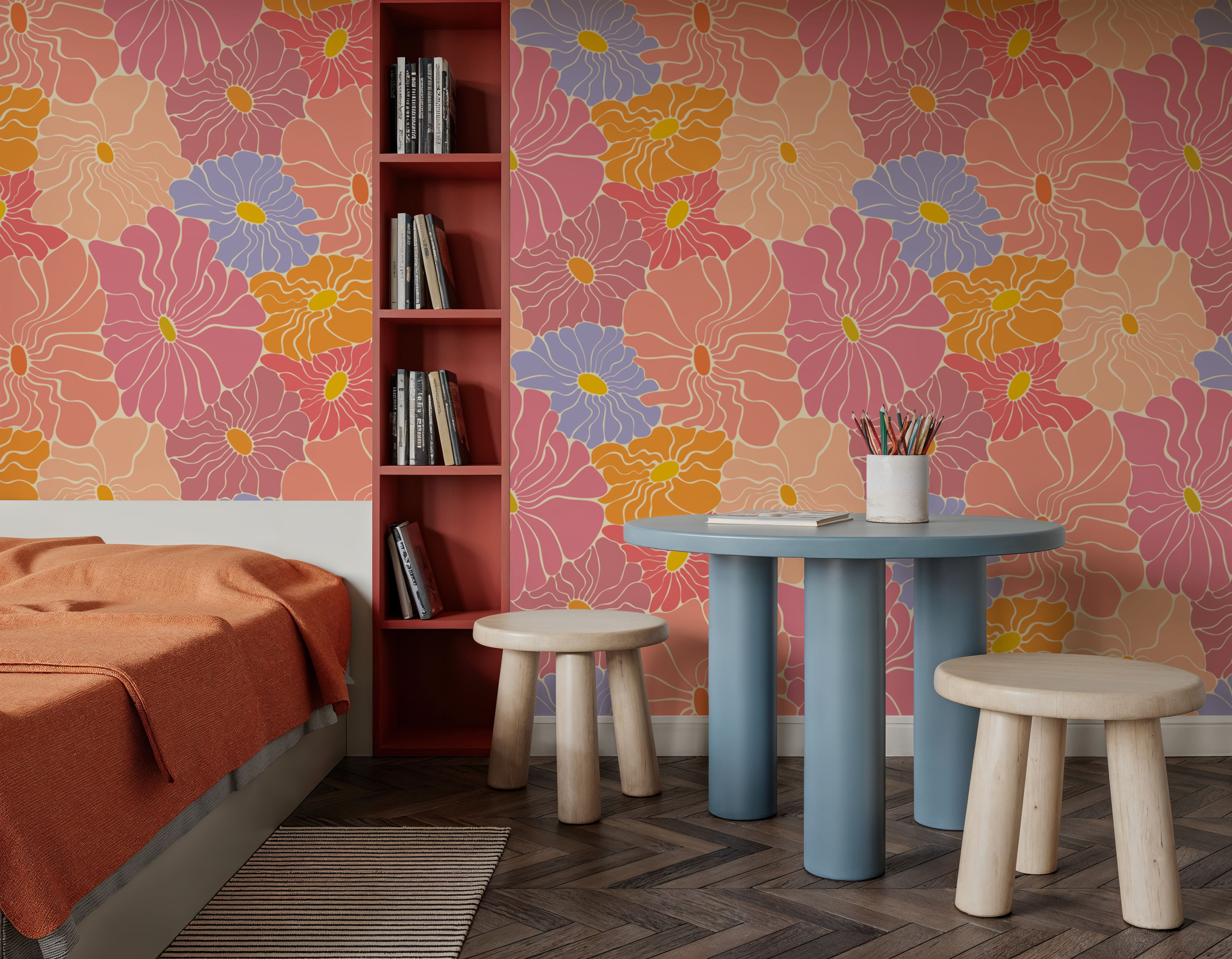 Cool Fluid Flowers, Pink