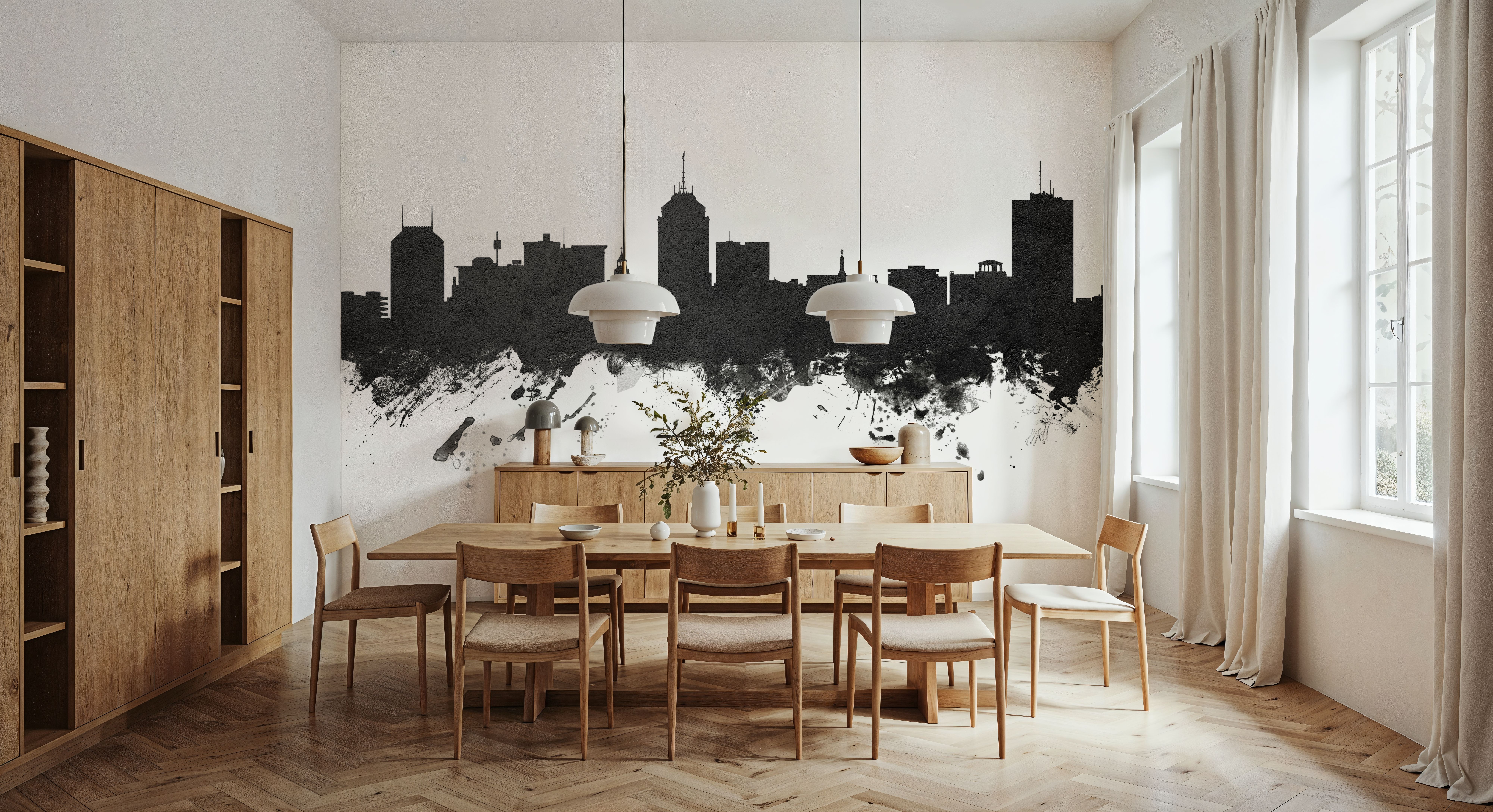 Fresno California Skyline Black & White