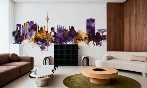 Tehran Iran Skyline Purple & Gold