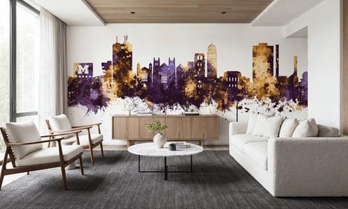 Ann Arbor Michigan Skyline Purple & Gold