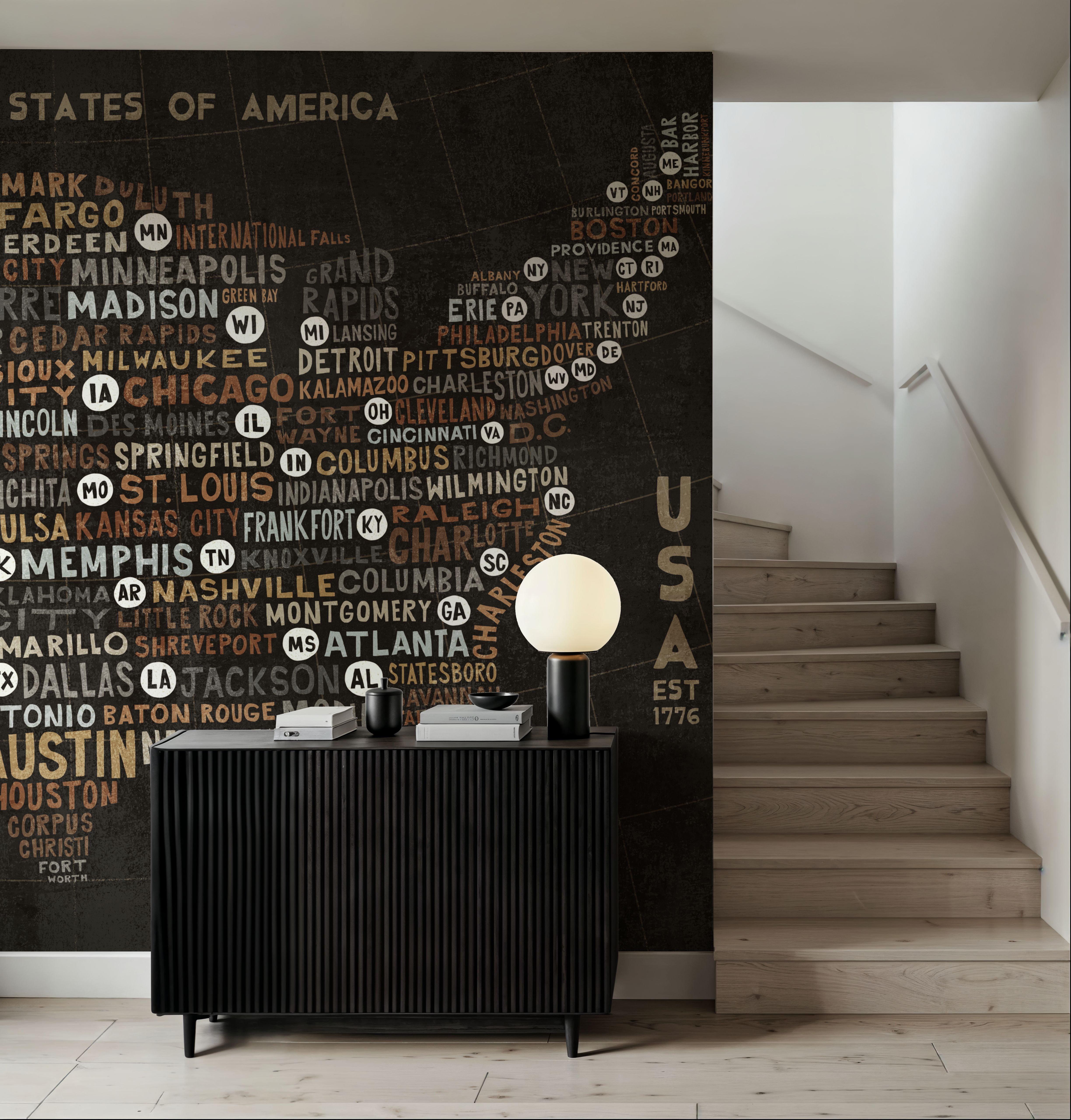 US City Map Black