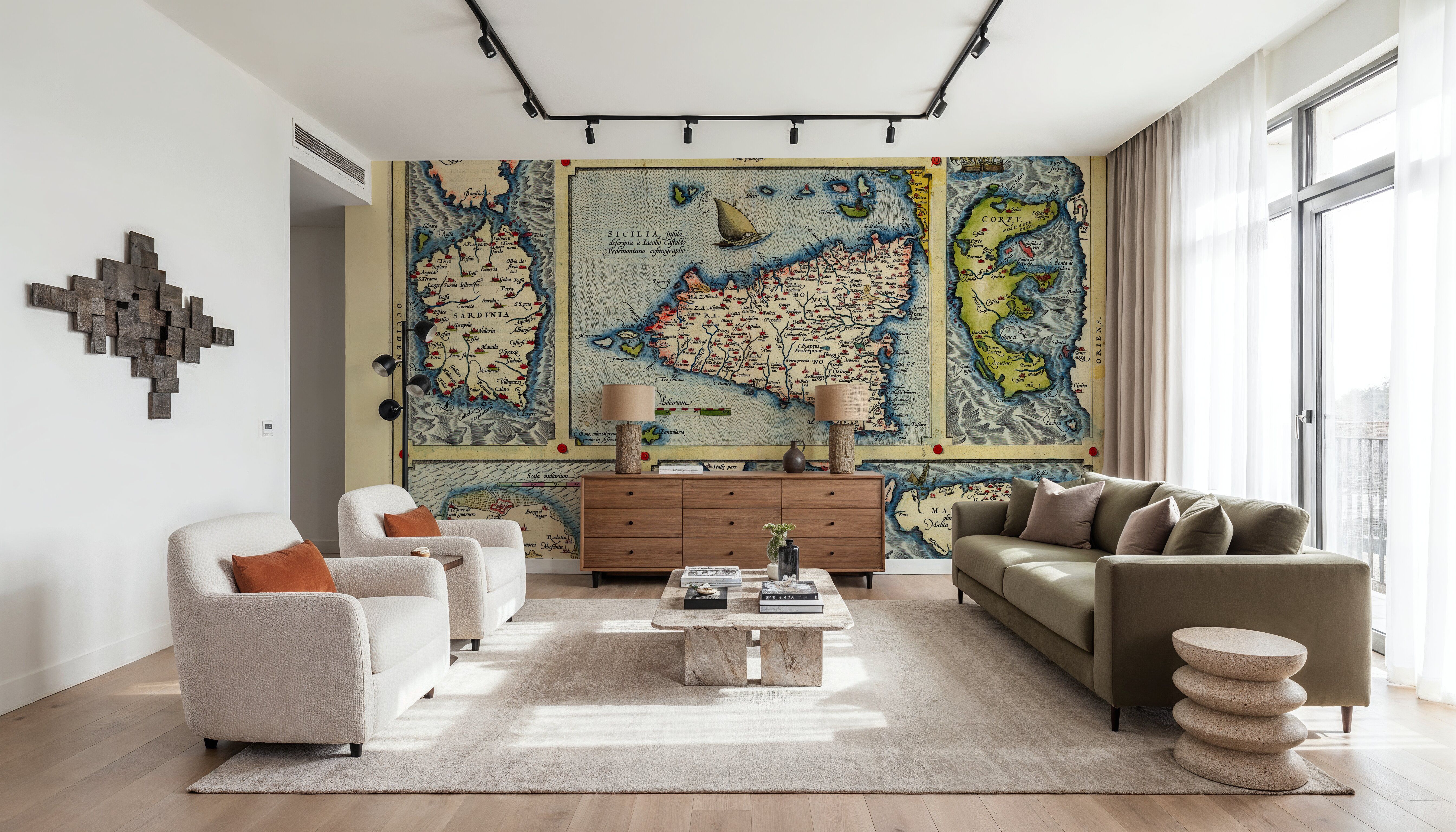 Old Map of Mediterranean Islands, 1570, Wallpaper