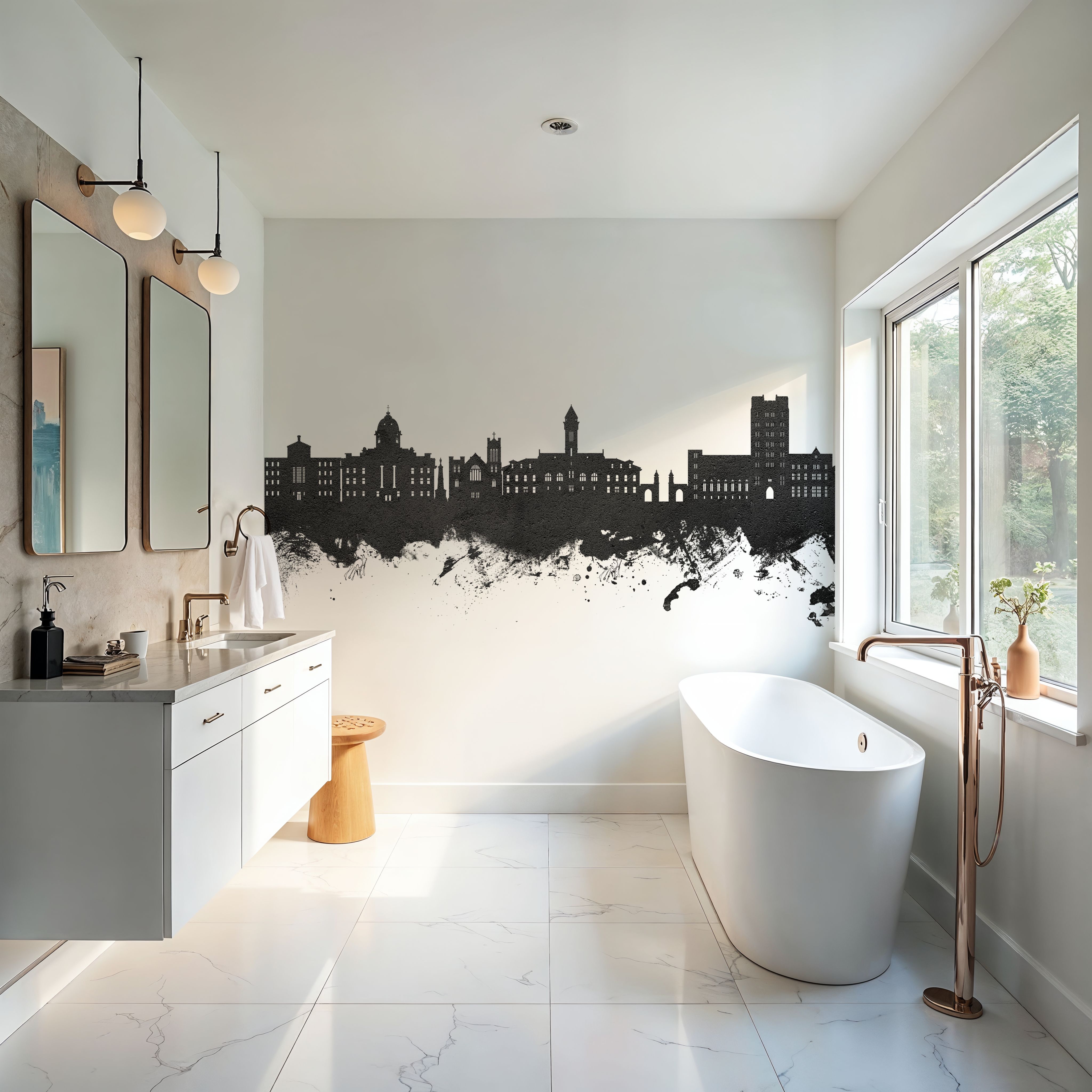 Bloomington Indiana Skyline Black & White