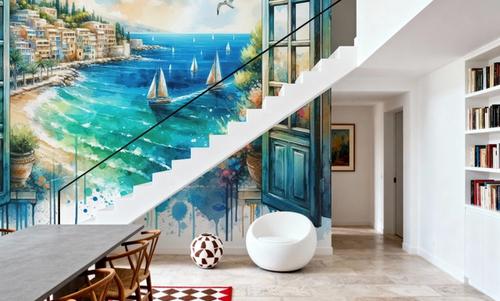 Mediterranean Coastline through Open Window