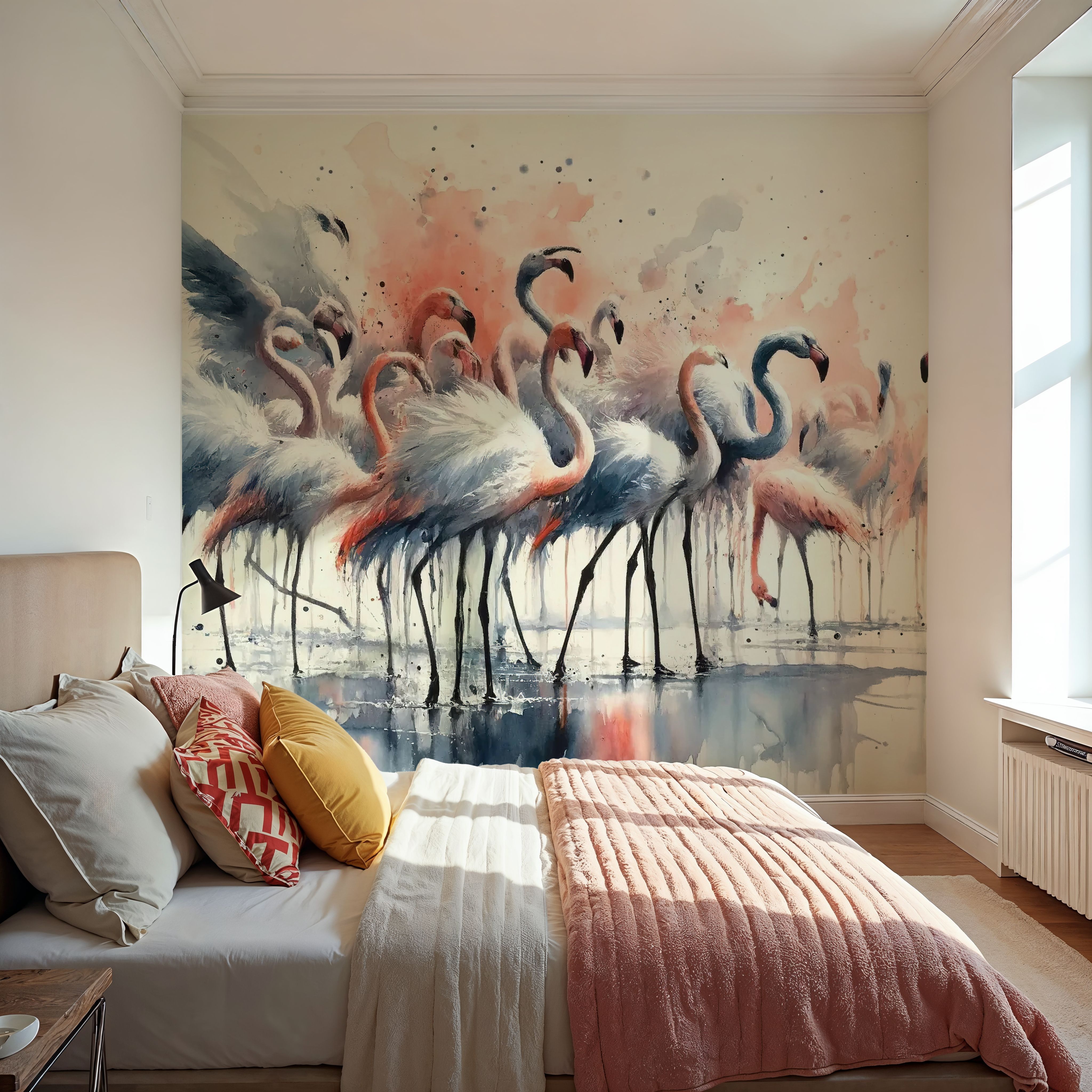 Elegance of Flamingos at Rest