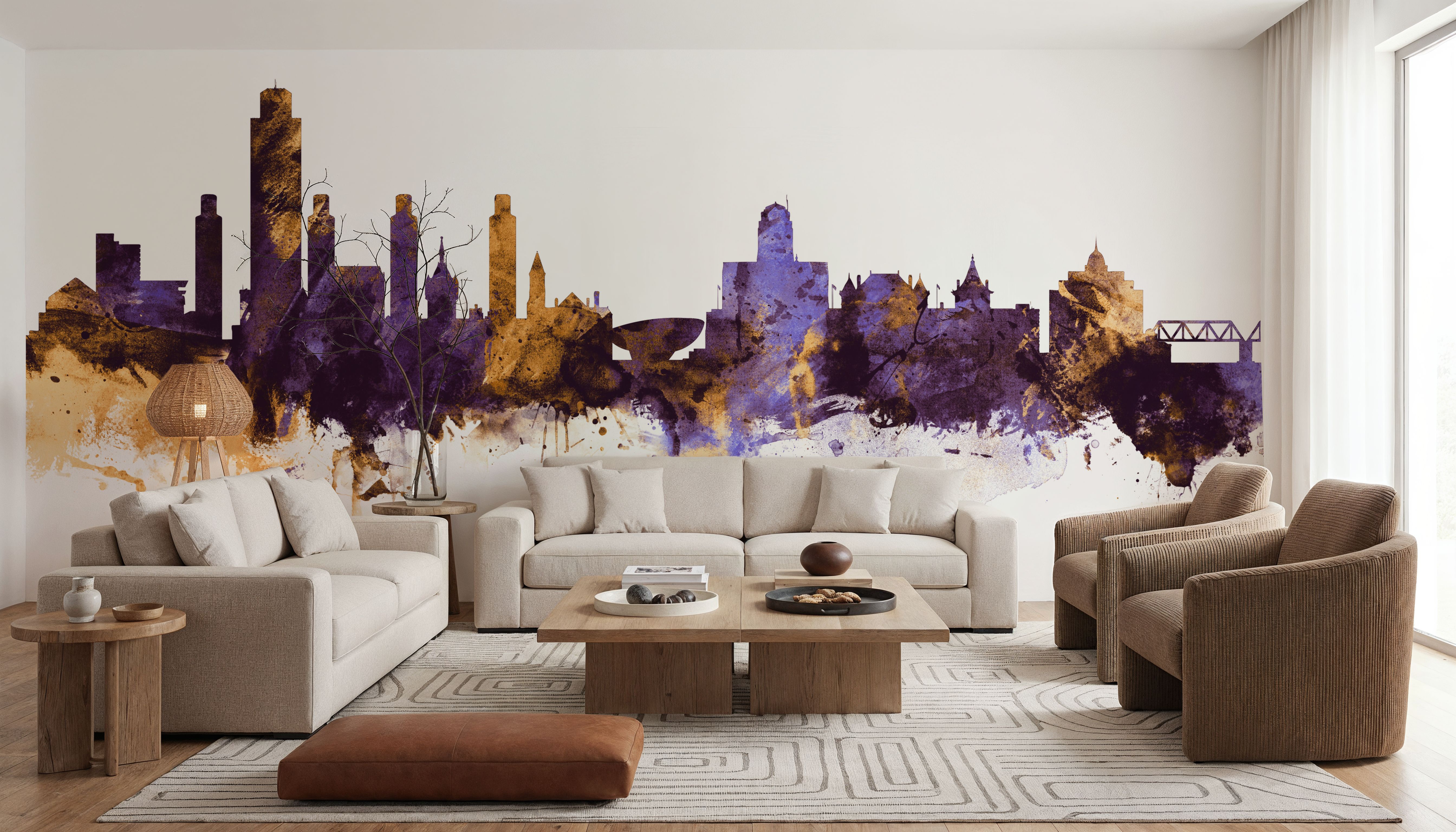 Albany New York Skyline Purple & Gold