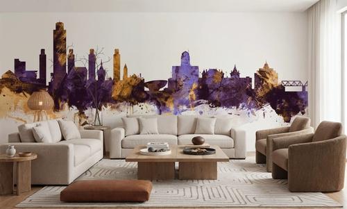 Albany New York Skyline Purple & Gold