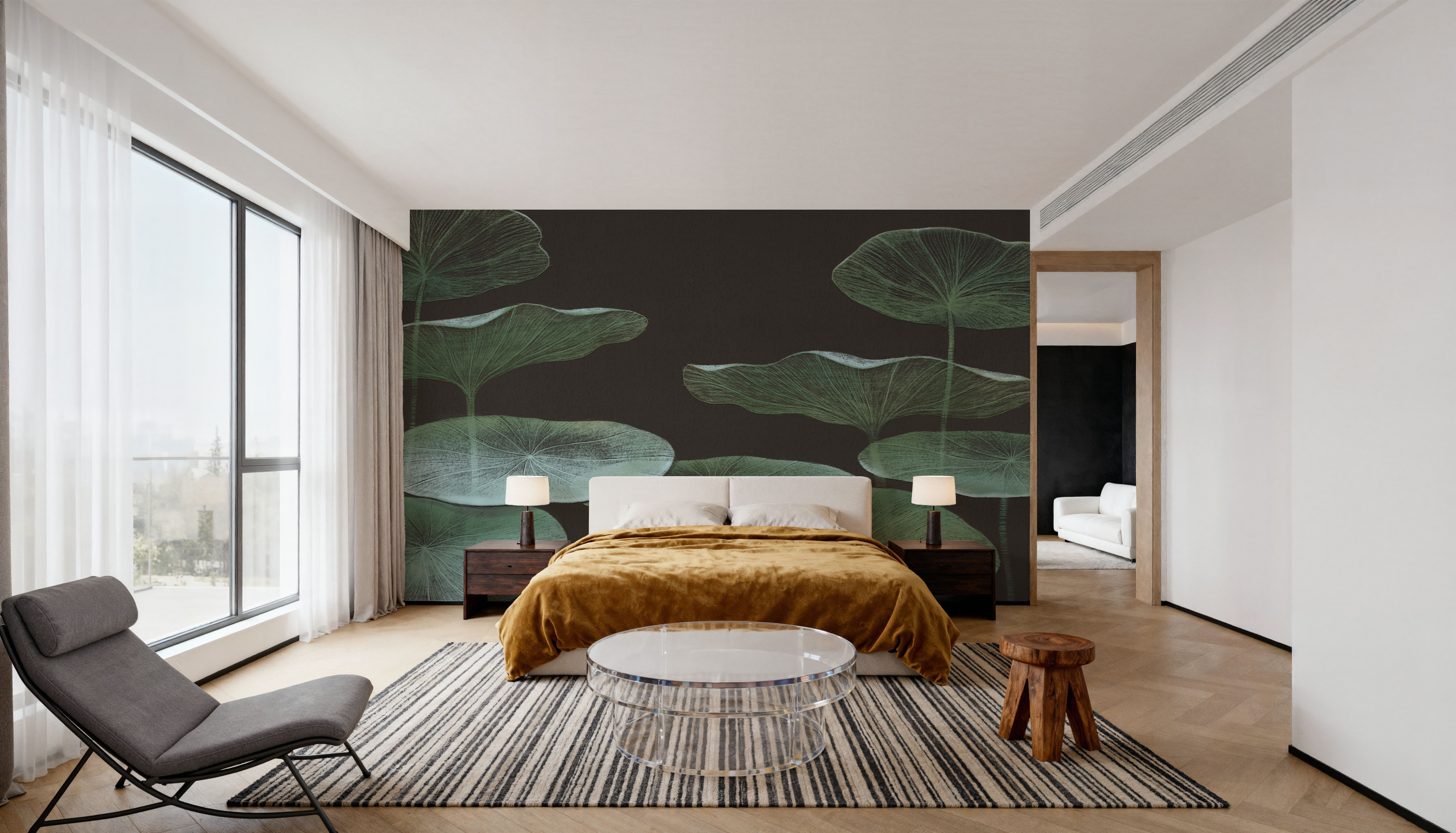 Subtle Water Lily Drawing, Black