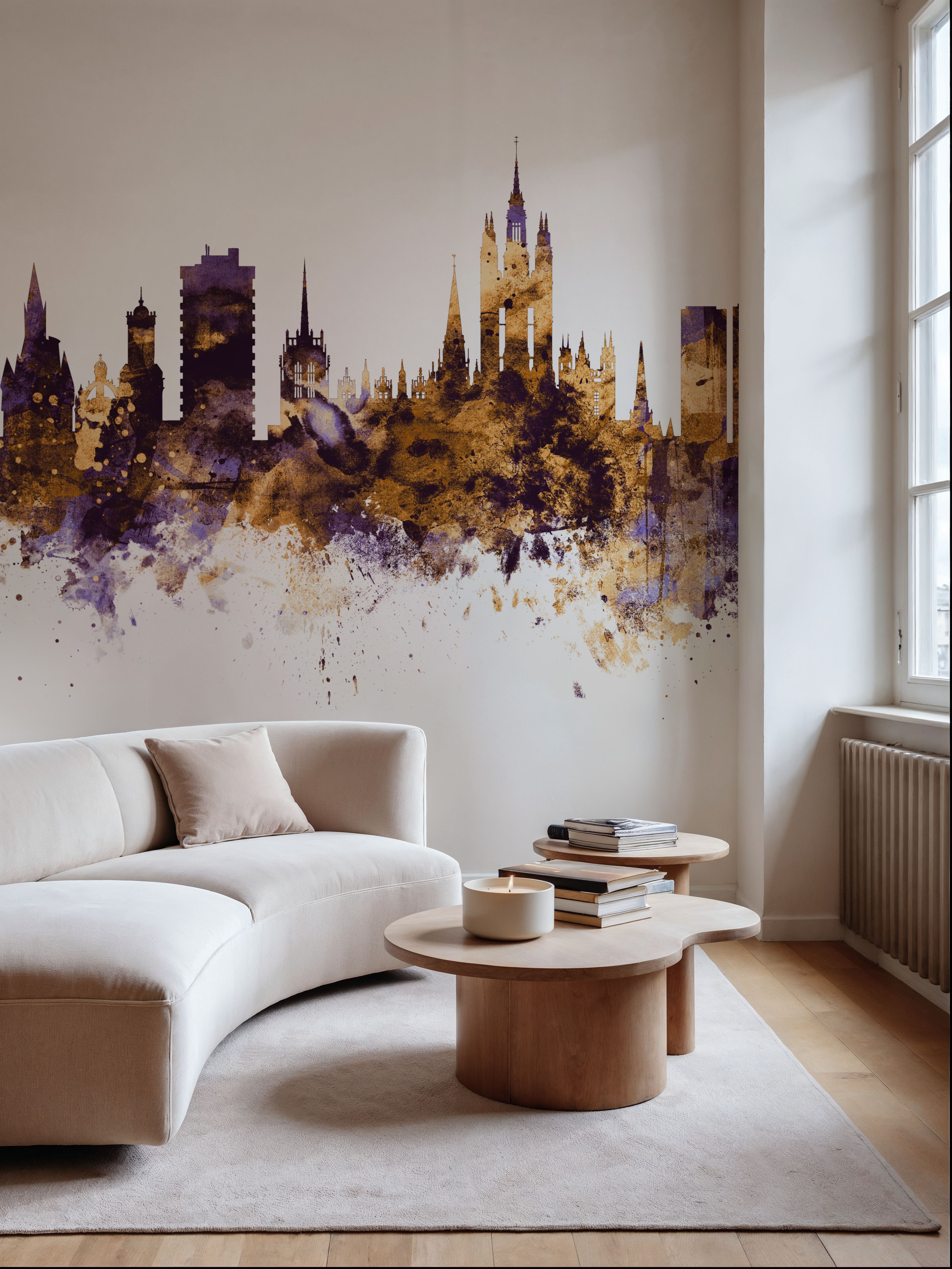 Aberdeen Scotland Skyline Purple & Gold